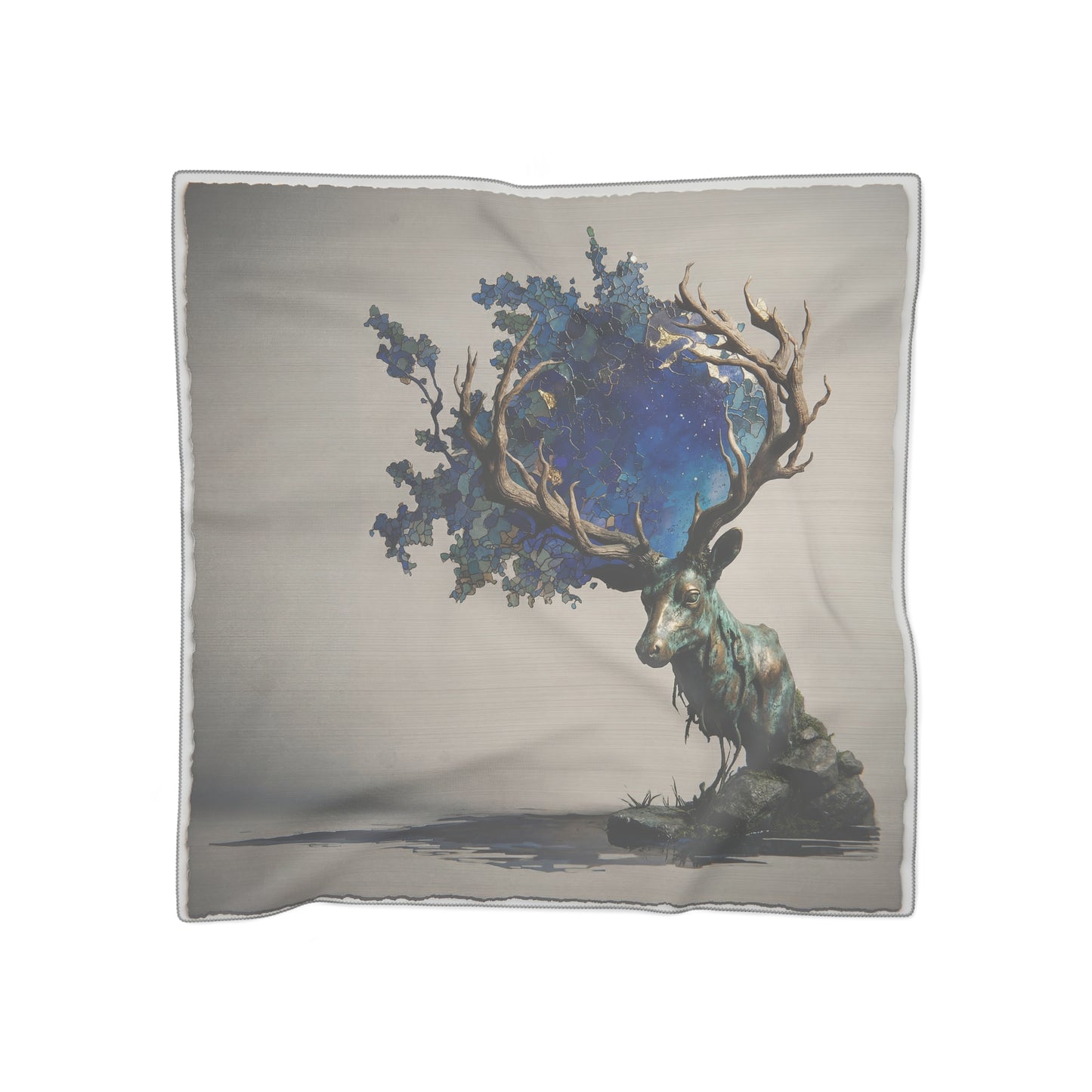 Celestial Stag Poly Scarf – Midnight Sky Antlers