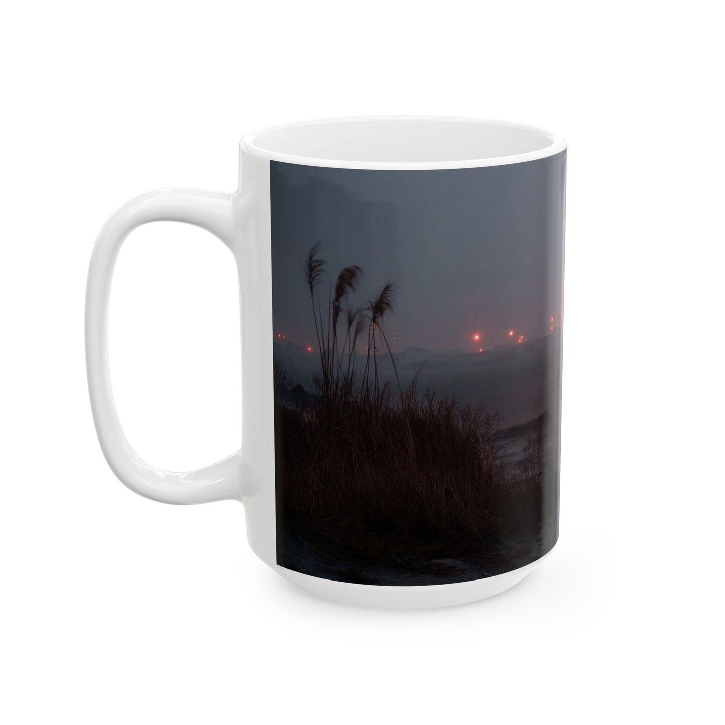 Crimson Circus Tent Ceramic Mug – Midnight Fog & Velvet Lights