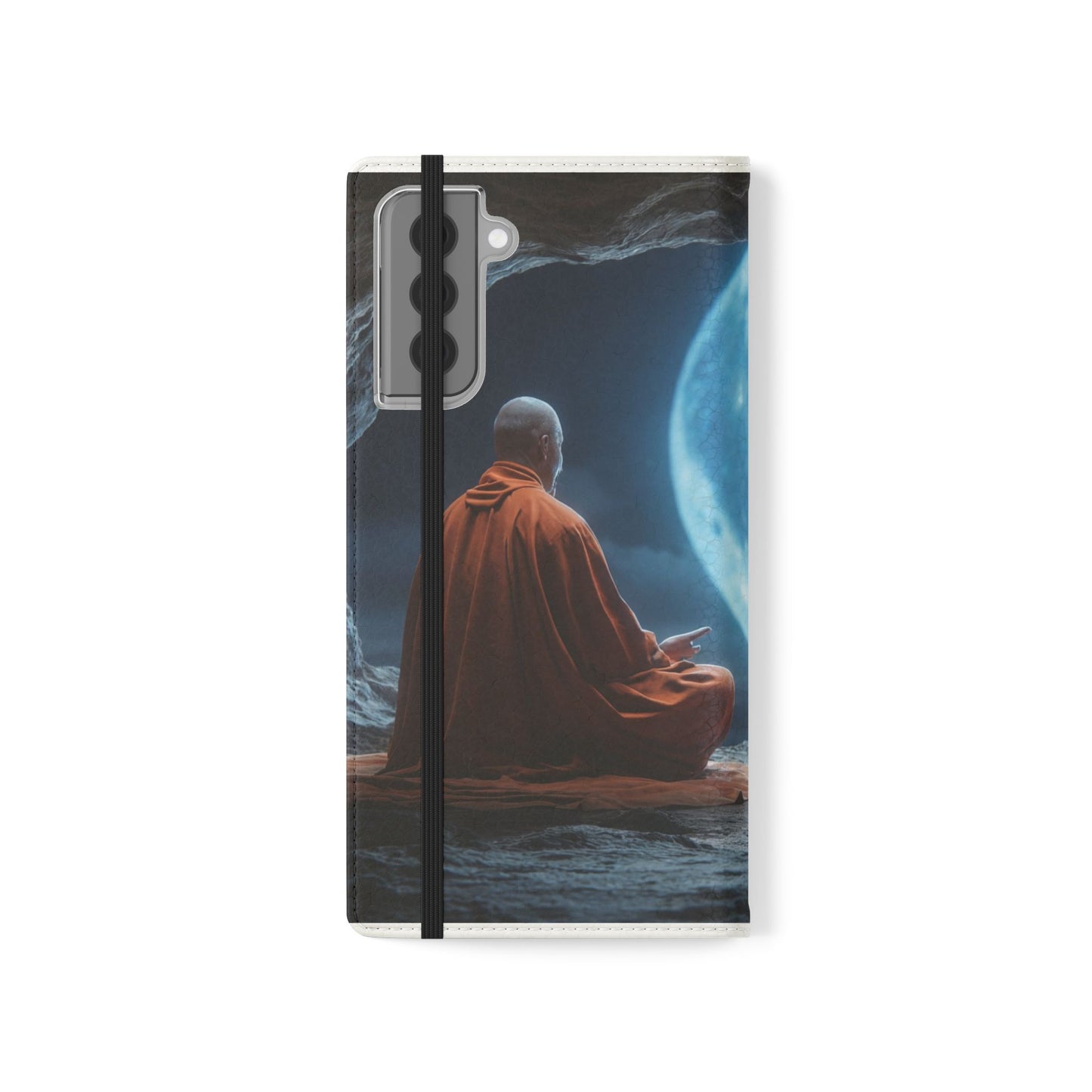Lunar Meditation Flip Cases – Serene Monk Under Moonlight