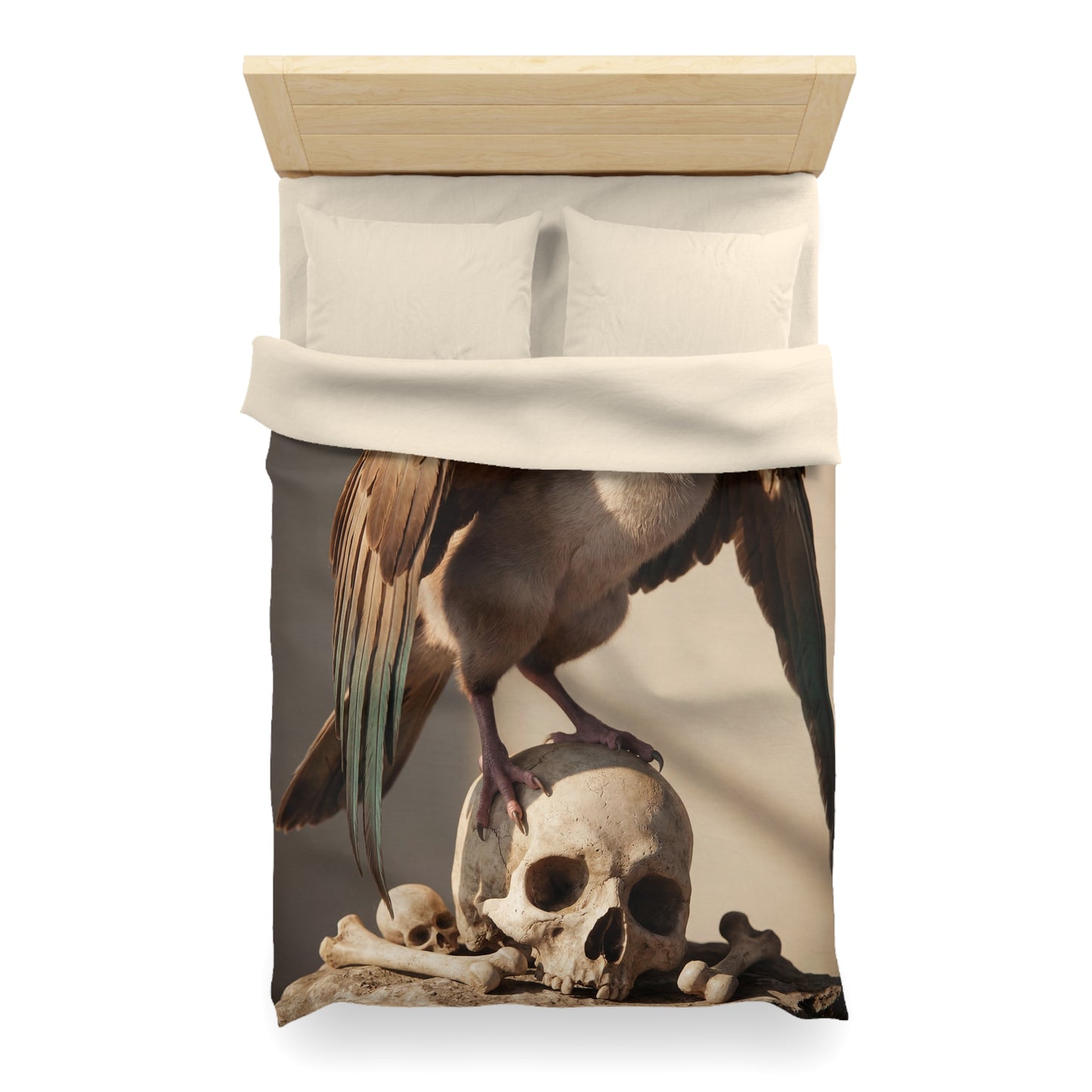 Winged Siamese Sentinel Microfiber Duvet Cover – Sunlit Bone Throne Dreamscape