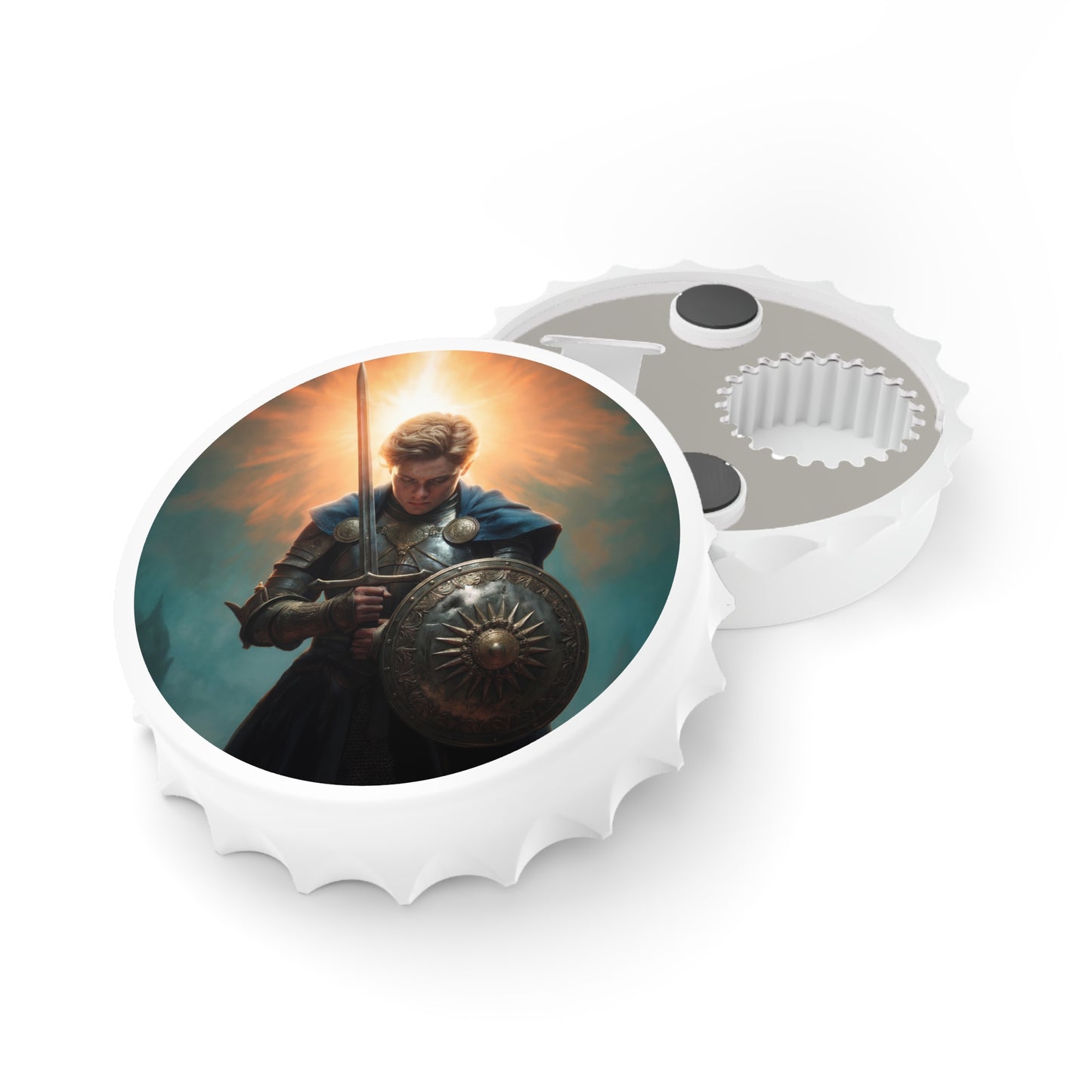 Dawn-Bound Knight Bottle Opener – Sunlit Resolve in Steel