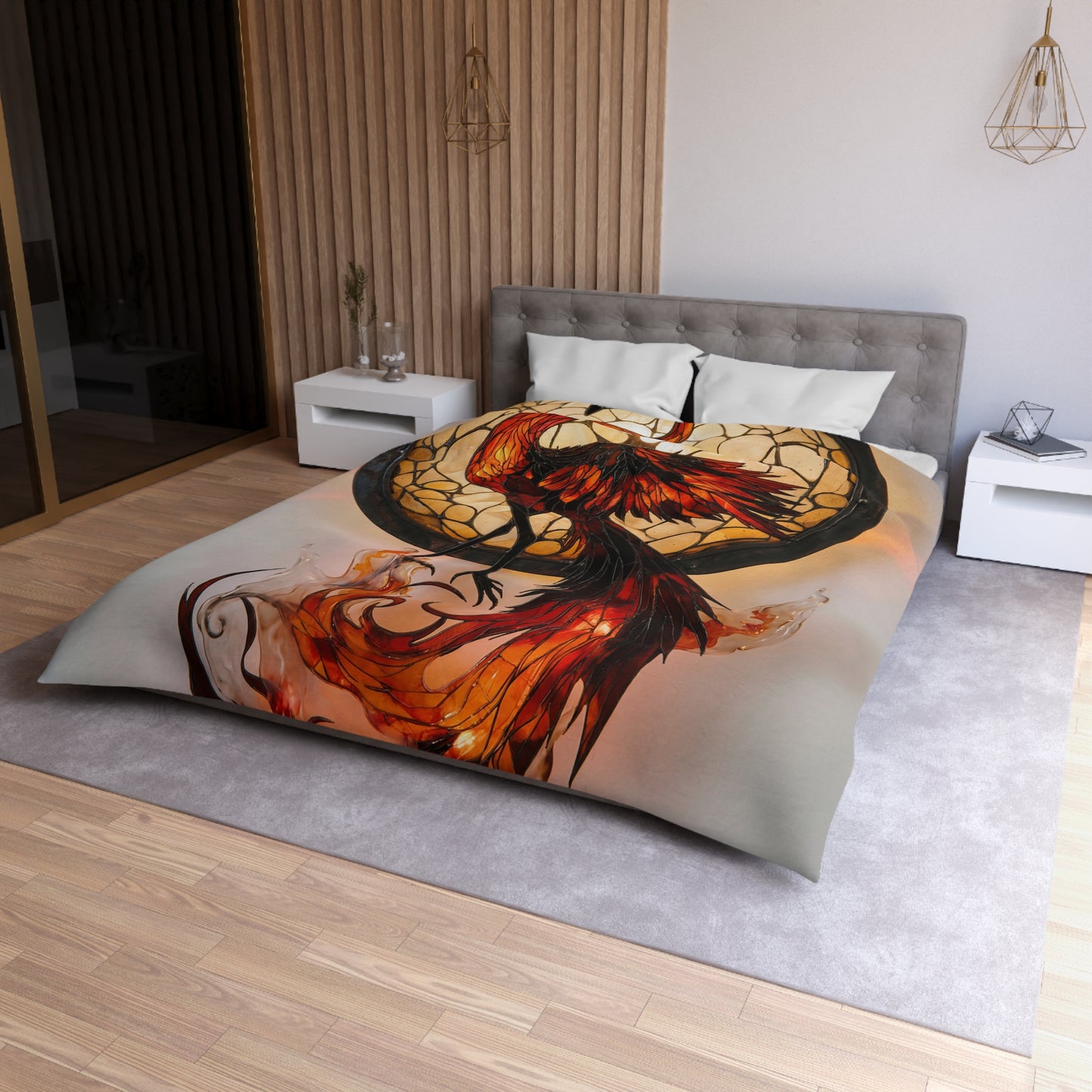 Phoenix Reborn Microfiber Duvet Cover – Amber Flame Dreamscape