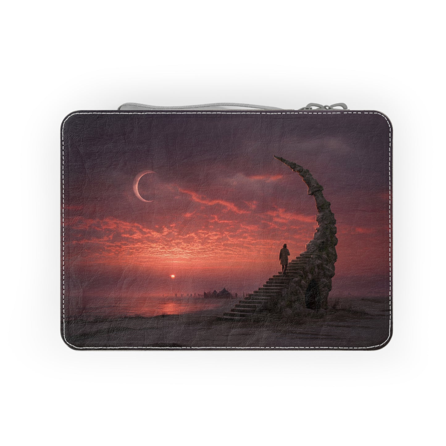 Eclipse Sentinel Paper Lunch Bag – Crimson Sunset Stairway Scene