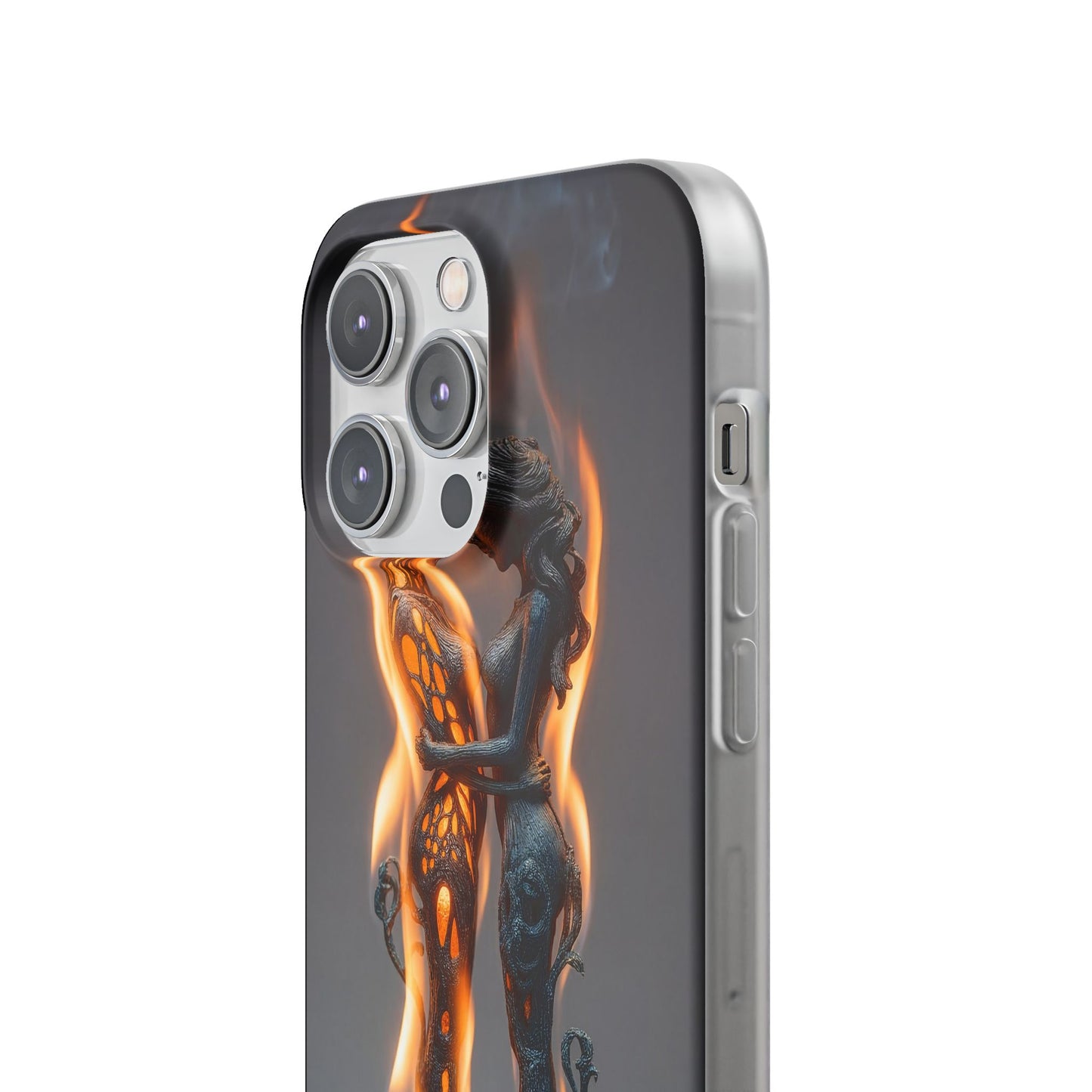 Flame-Embraced Lovers Flexi Cases – Intimate Glow Within the Fire