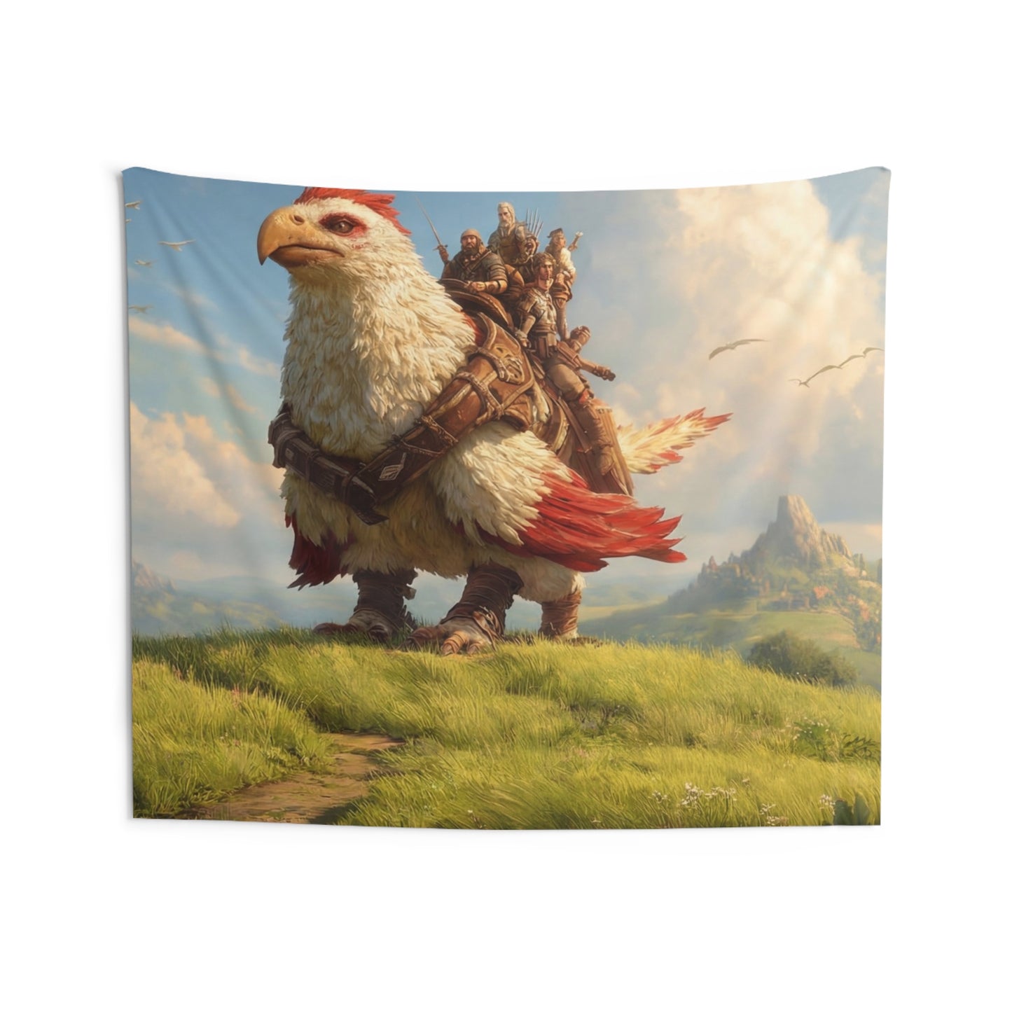 Skyborne Eagle Riders Indoor Wall Tapestries – Crested Majesty Over Sunlit Peaks