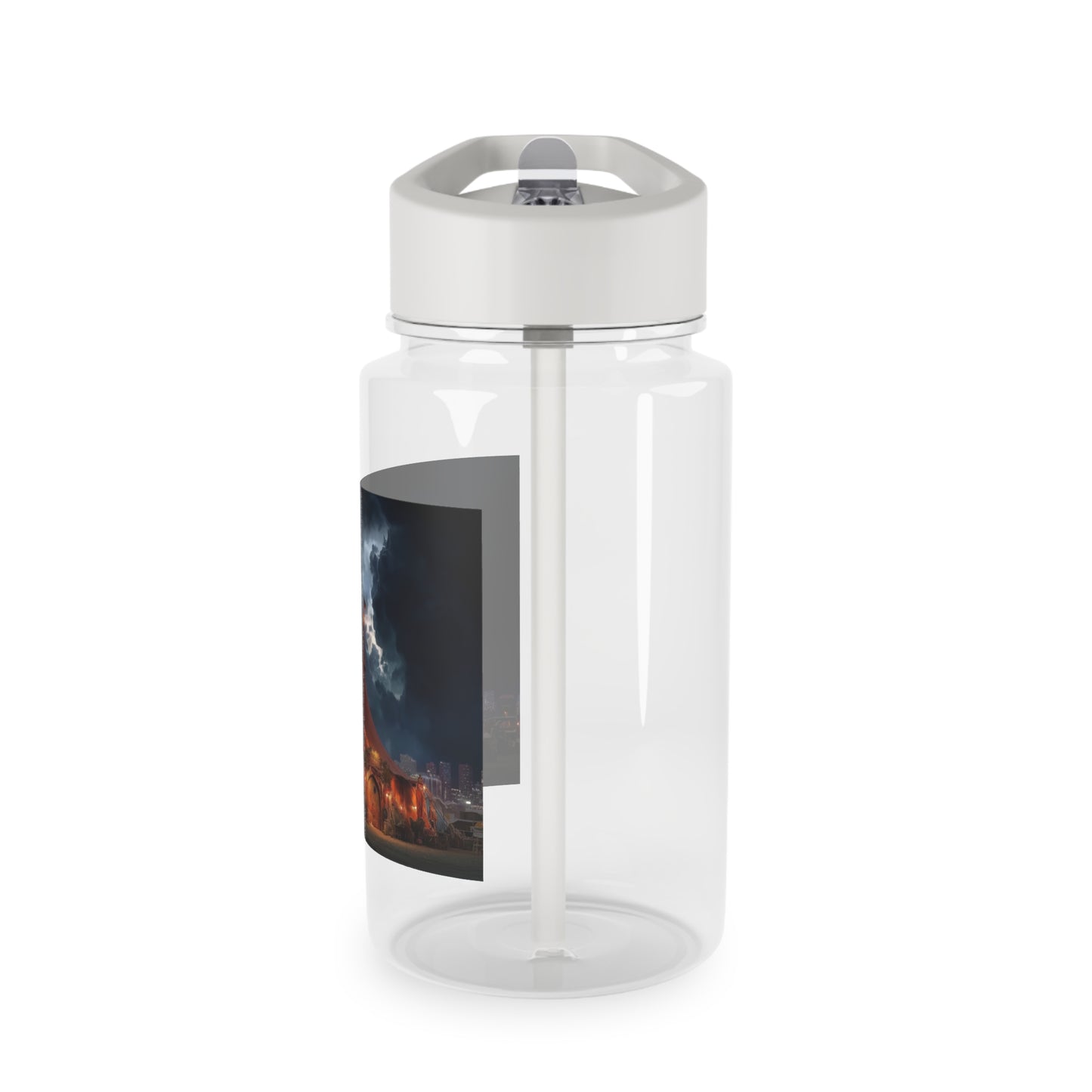 Storm Circus Tent Tritan Water Bottle – Crimson Canvas Under Thunderclouds