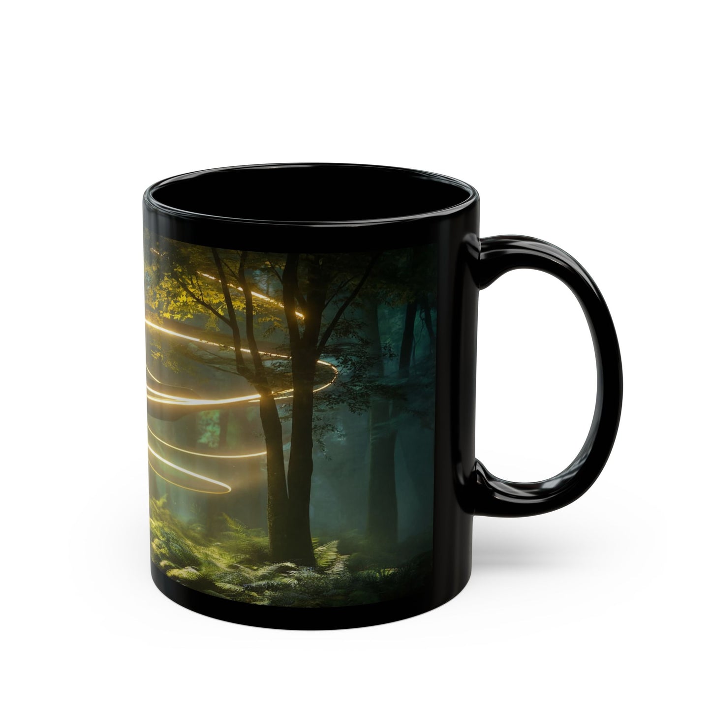 Celestial Spiral Forest Mug – Warm Glow Amidst Ancient Trees