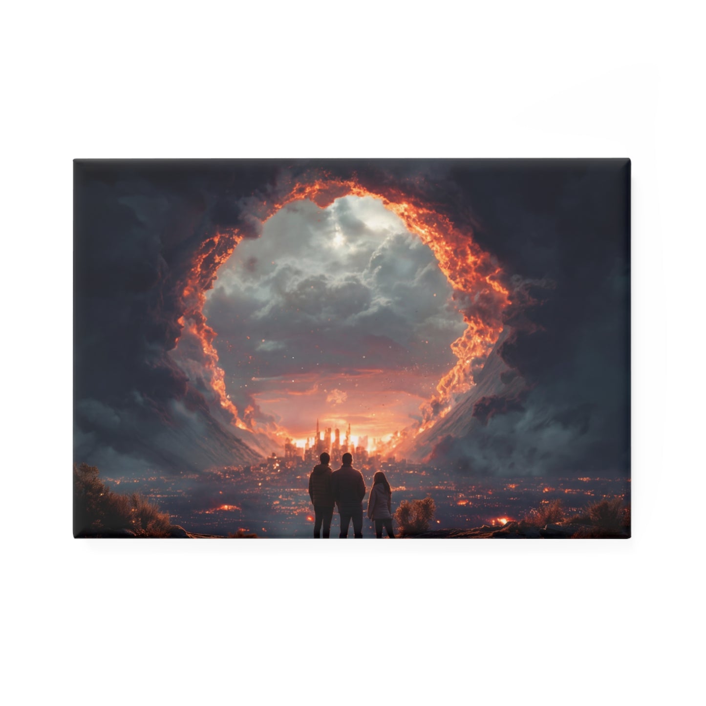 Celestial Gateway Button Magnet, Rectangle (1 & 10 pcs) – Three Souls Witnessing the Sky’s Heart