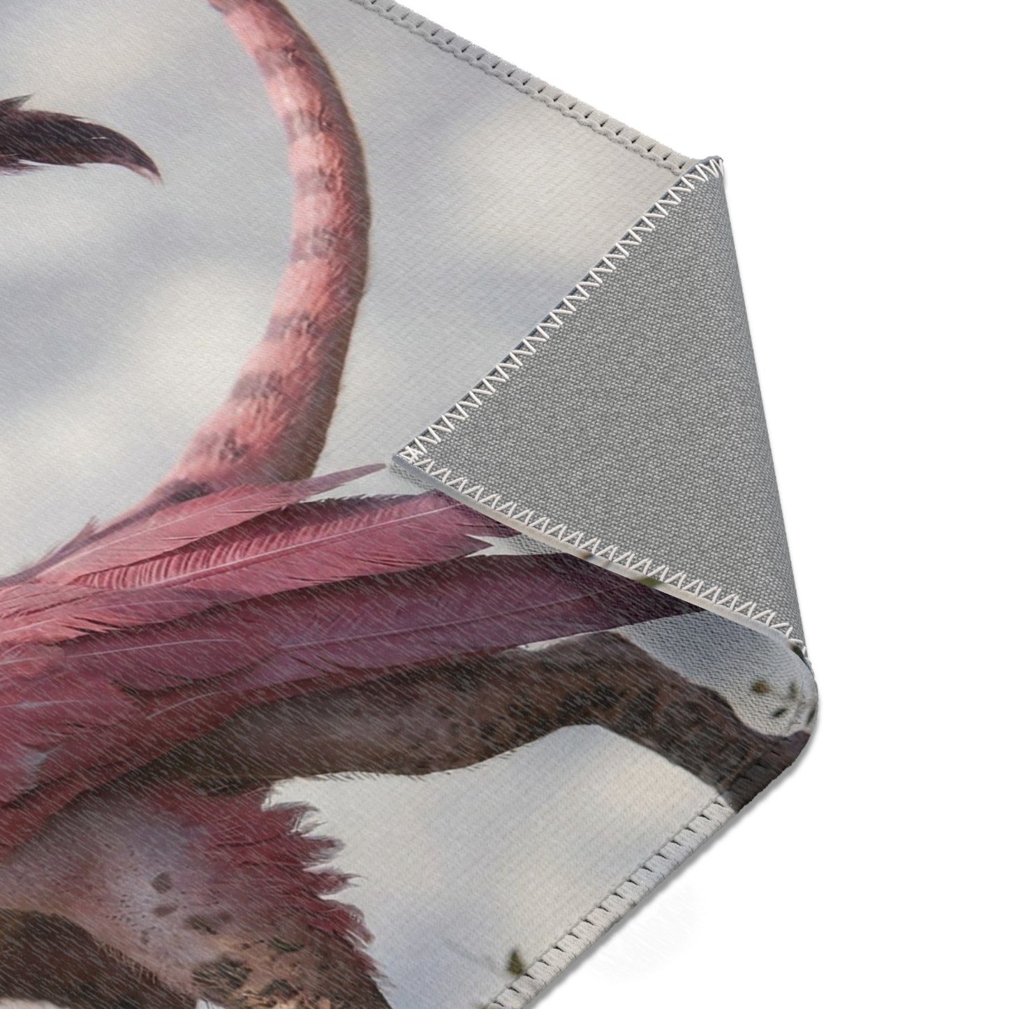 Pink Dawn Sentinel Area Rug – Soft Feathers and Curled Tail Dreamscape