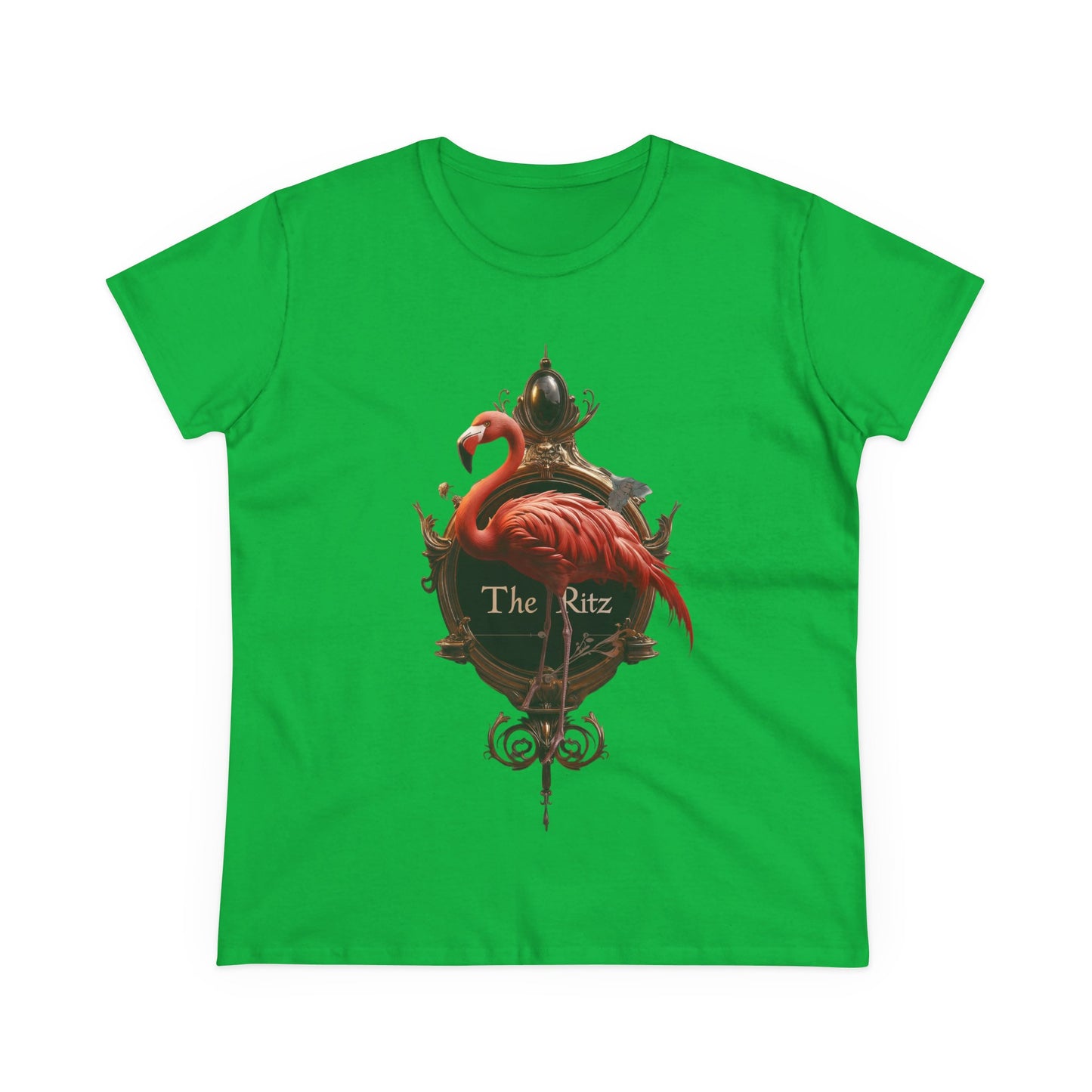Scarlet Flamingo Ornate Clock Tee – The Ritz Midnight Sentinel Women's Midweight Cotton Tee