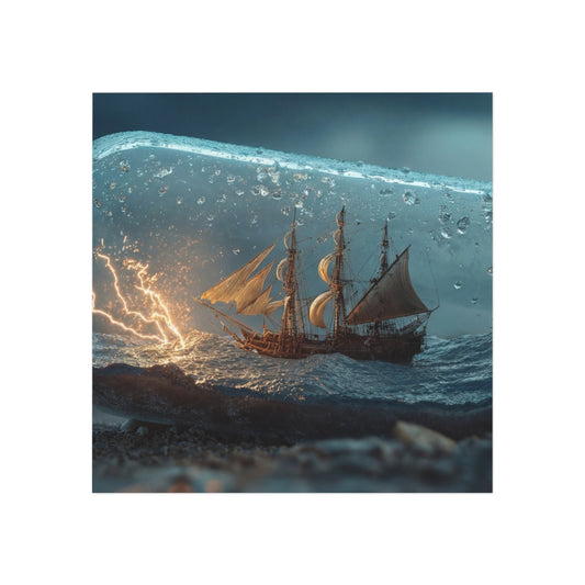 Stormbound Galleon Square Magnet – Bottle’s Whispering Seascape