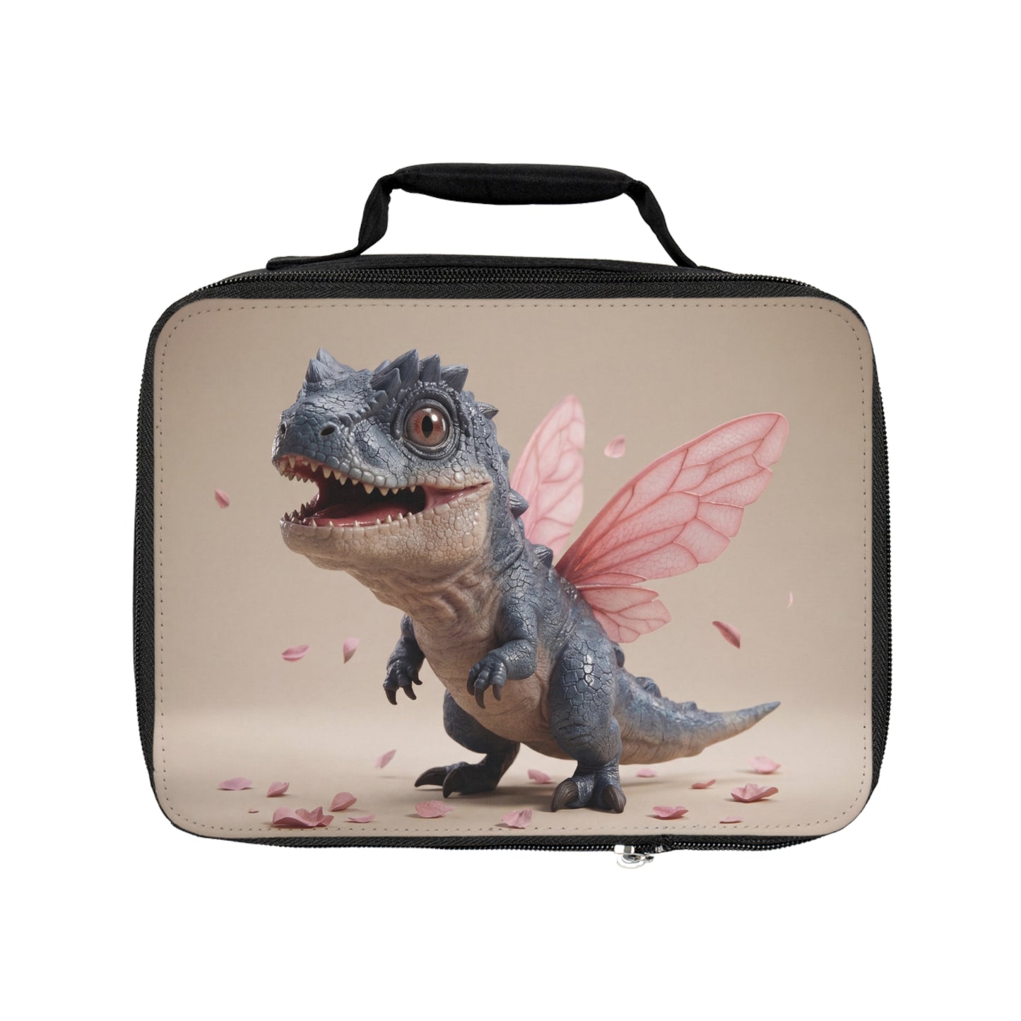 Fairy-Tailed Dinosaur Lunch Bag – Whimsical Pink Petal Adventure