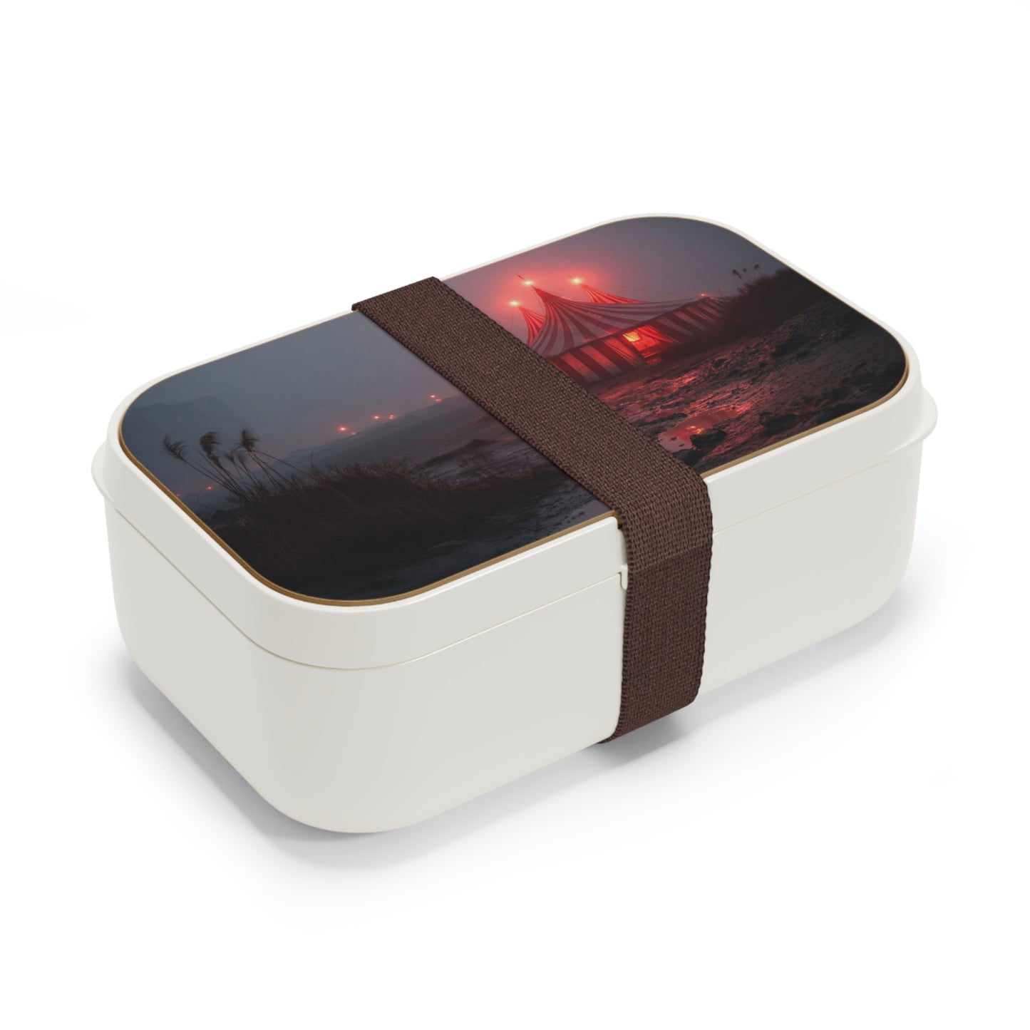 Crimson Circus Tent Bento Lunch Box – Fogbound Wonder at Dusk