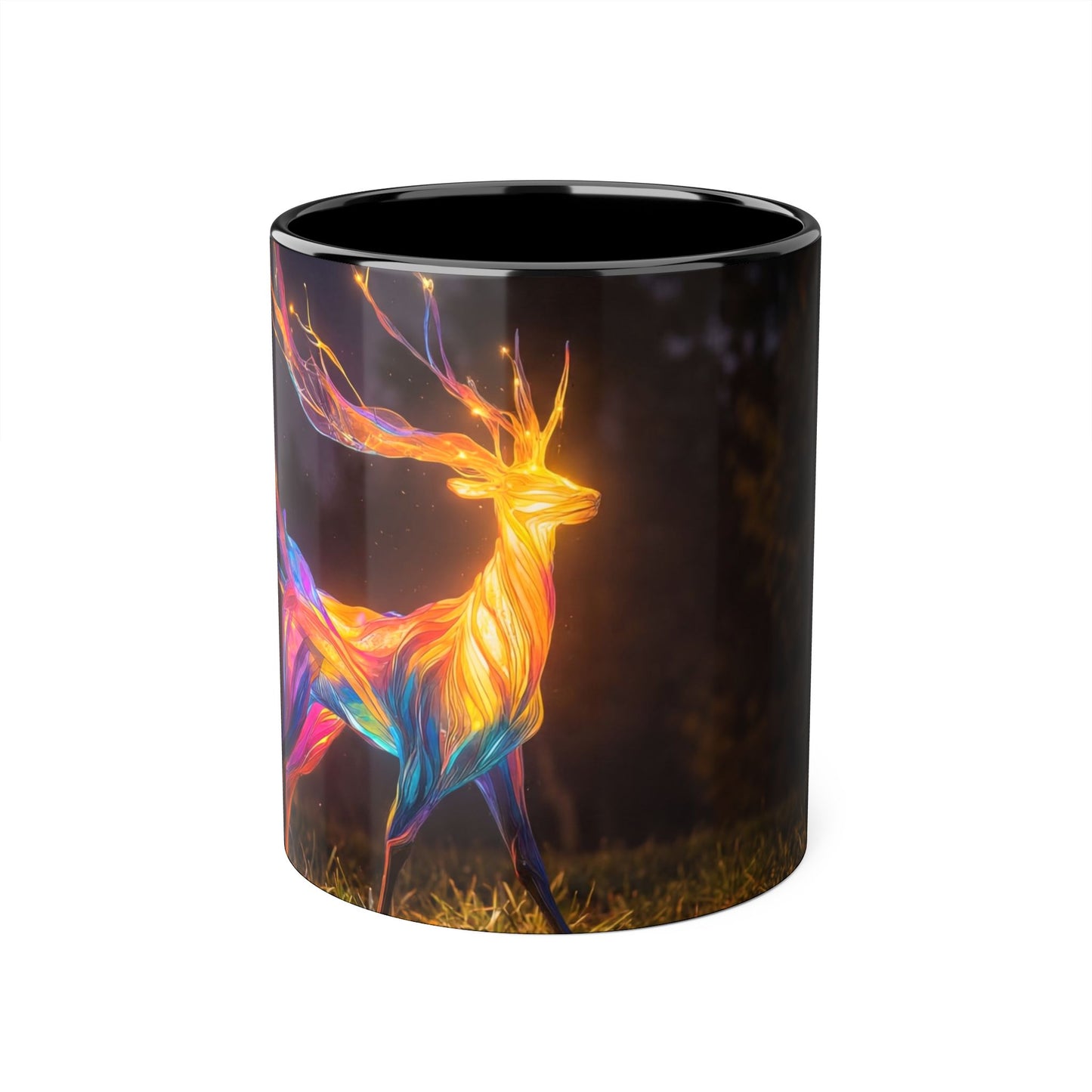 Prism Deer Accent Mugs, 11oz – Neon Spirit of the Night Meadow