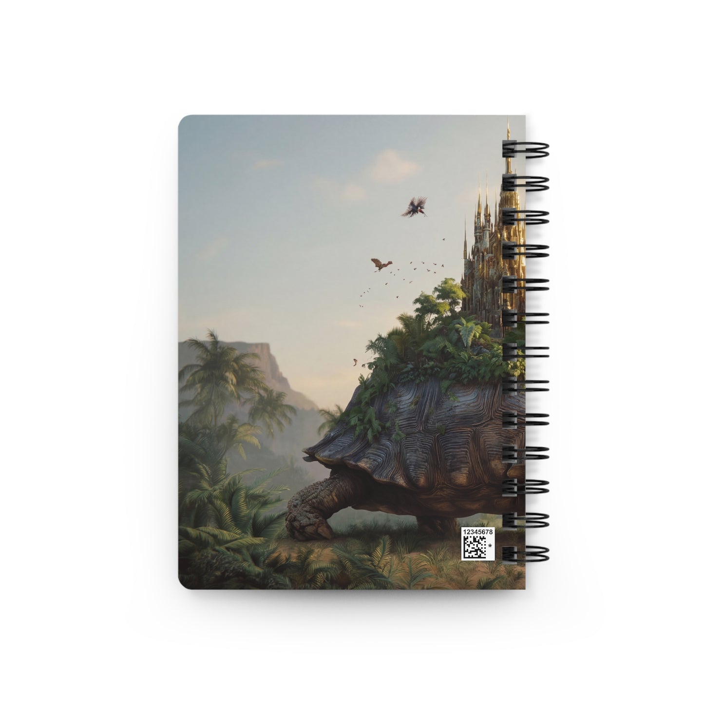 Ancient Turtle Castle Spiral Bound Journal – Golden Spire on Mossy Back