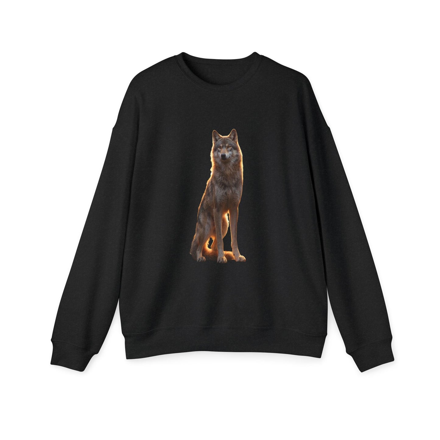 Sentinel Wolf Unisex Drop Shoulder Sweatshirt – Amber Light Guardian Portrait