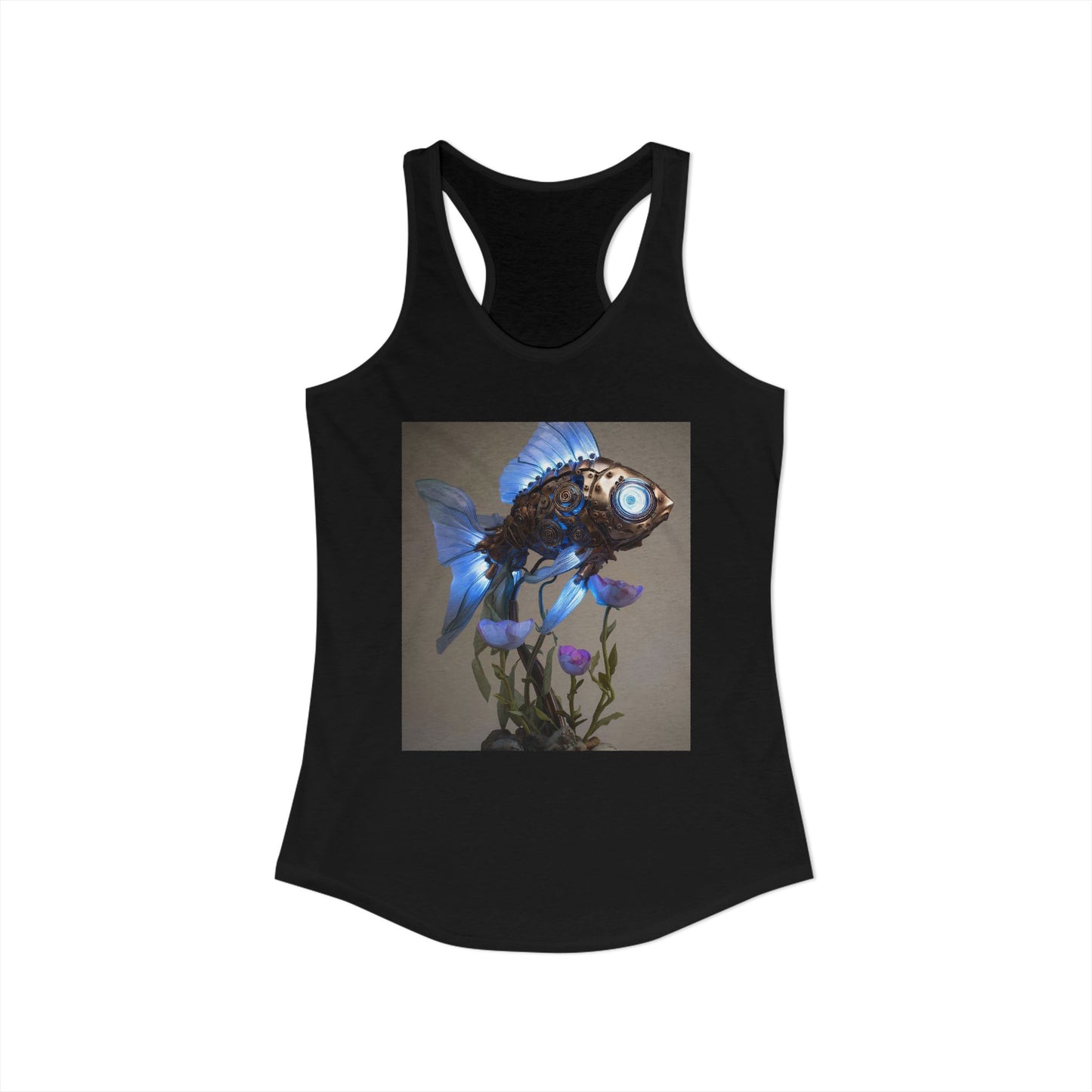 Gearheart Goldfish Women's Ideal Racerback Tank – Bioluminescent Brass & Bloom Design