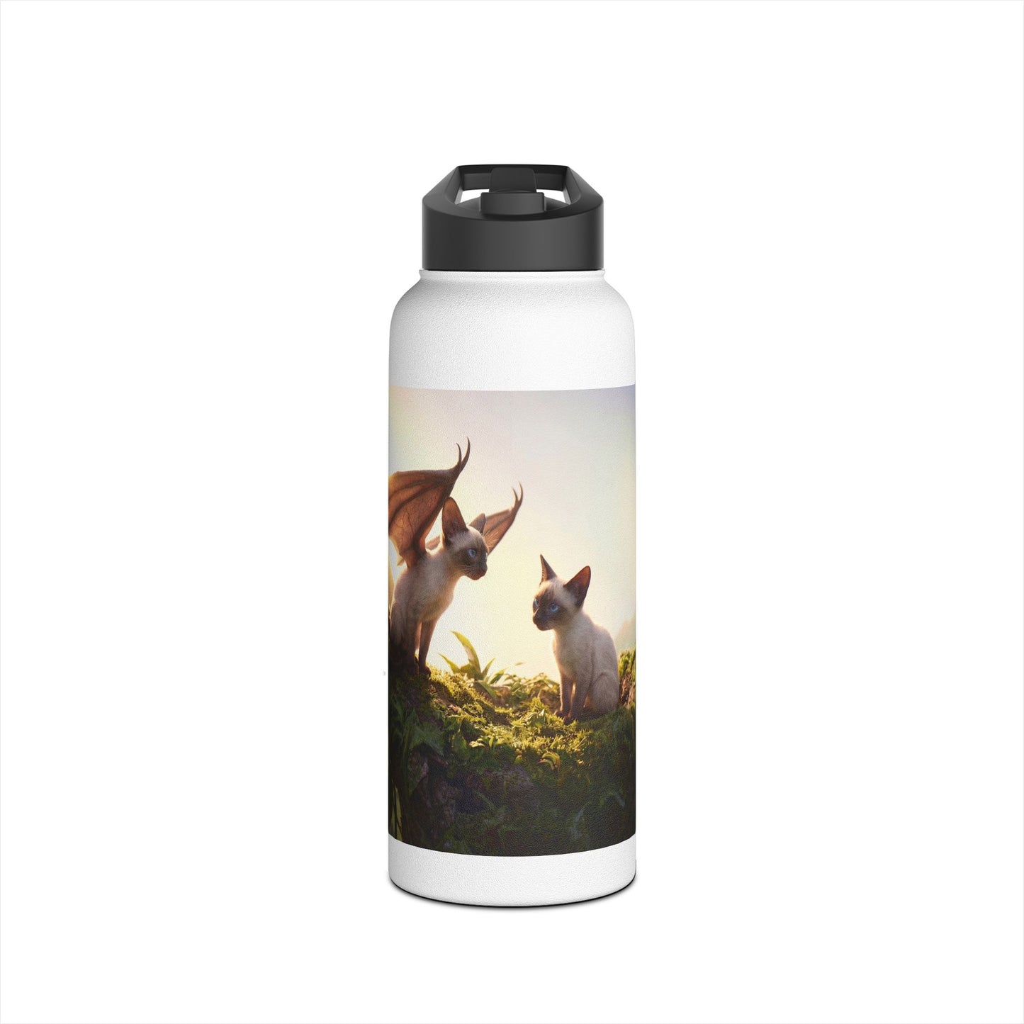 Winged Siamese Kittens Water Bottle – Sunlit Grove Whispers