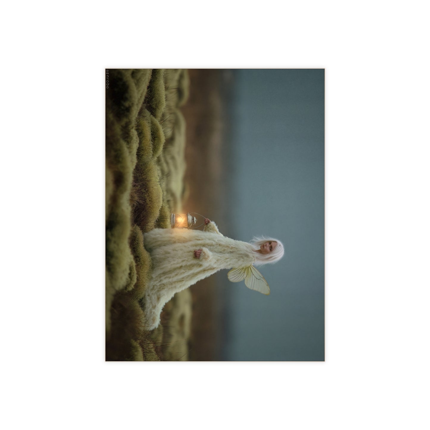 Luminous Fairy in Mossy Field Ceramic Photo Tile – Keeper of Twilight Light