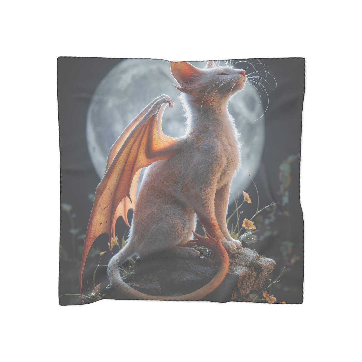 Moonlit Dragoncat Poly Scarf – Whispering Night Guardian