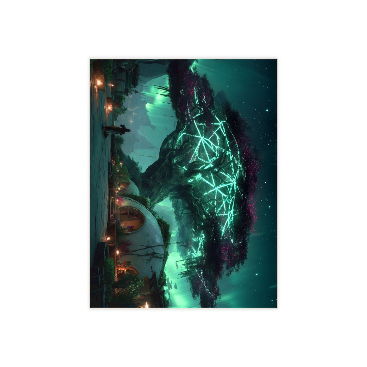 Celestial Tree of Light Ceramic Photo Tile – Aurora Grove Sanctuary