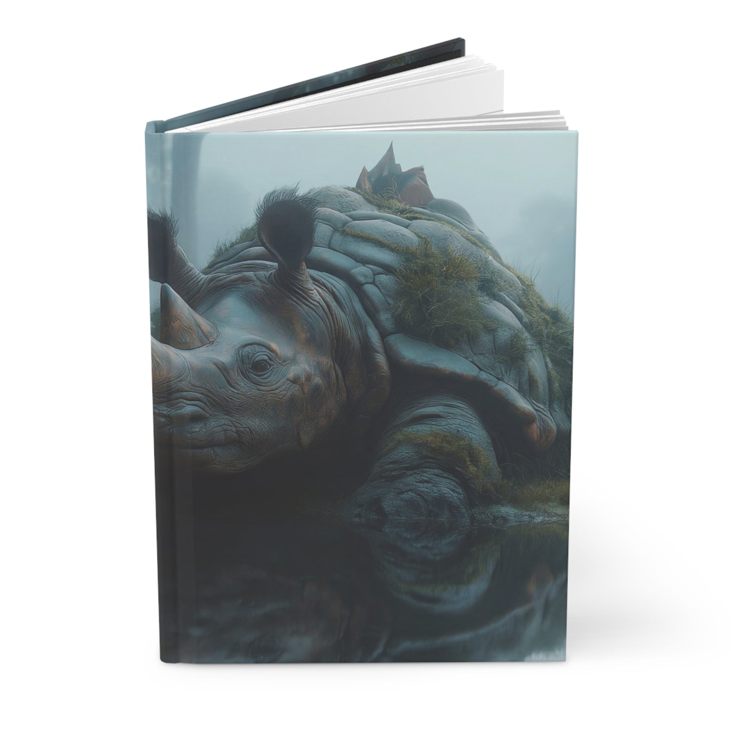 Misty Rhino Guardian Hardcover Journal Matte – Forest Reflections & Quiet Strength