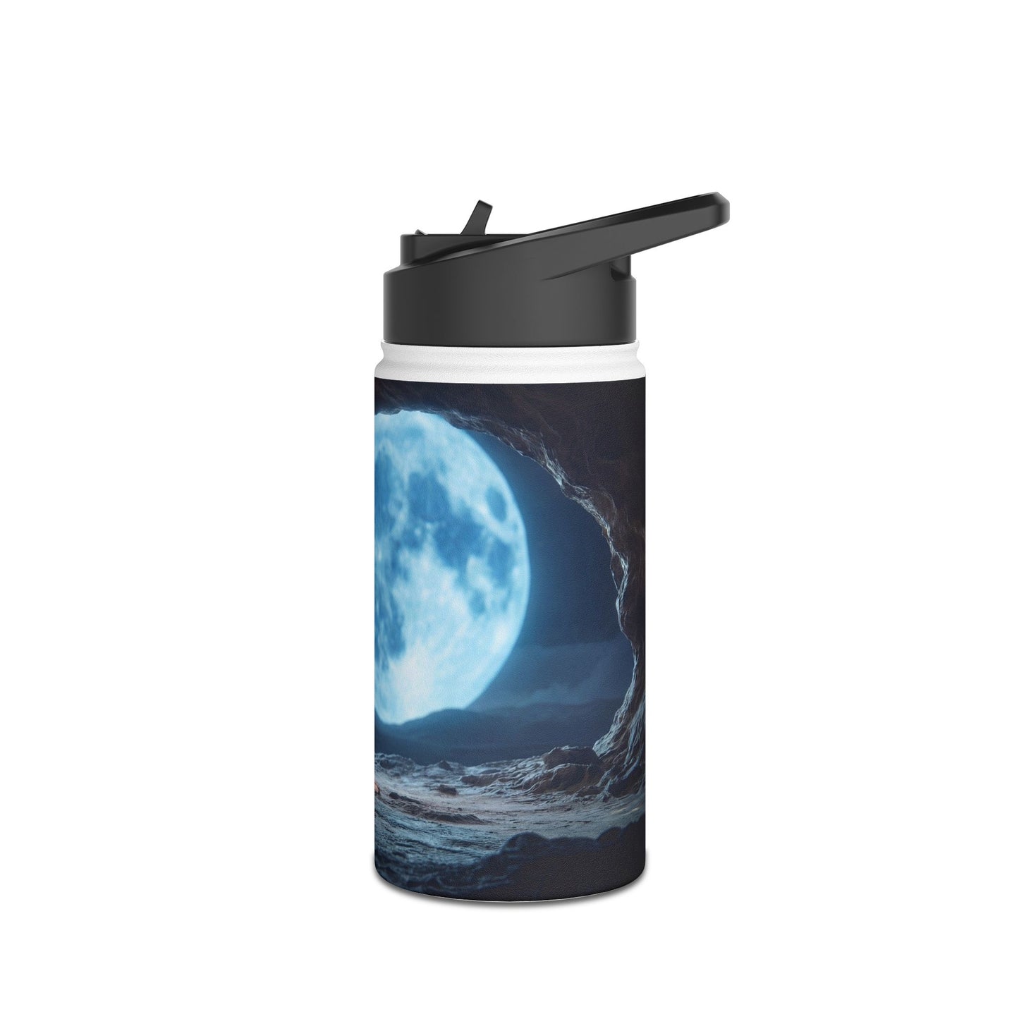 Moonlit Monk Meditation Bottle – Serene Cave Ritual Stainless Steel Water Bottle, Standard Lid