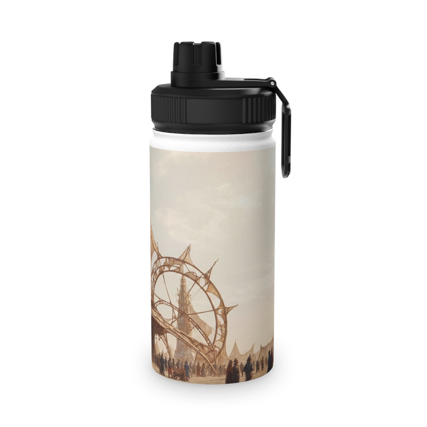 Desert Sky Cathedral Stainless Steel Water Bottle, Sports Lid – Sunlit Aetherium Oasis