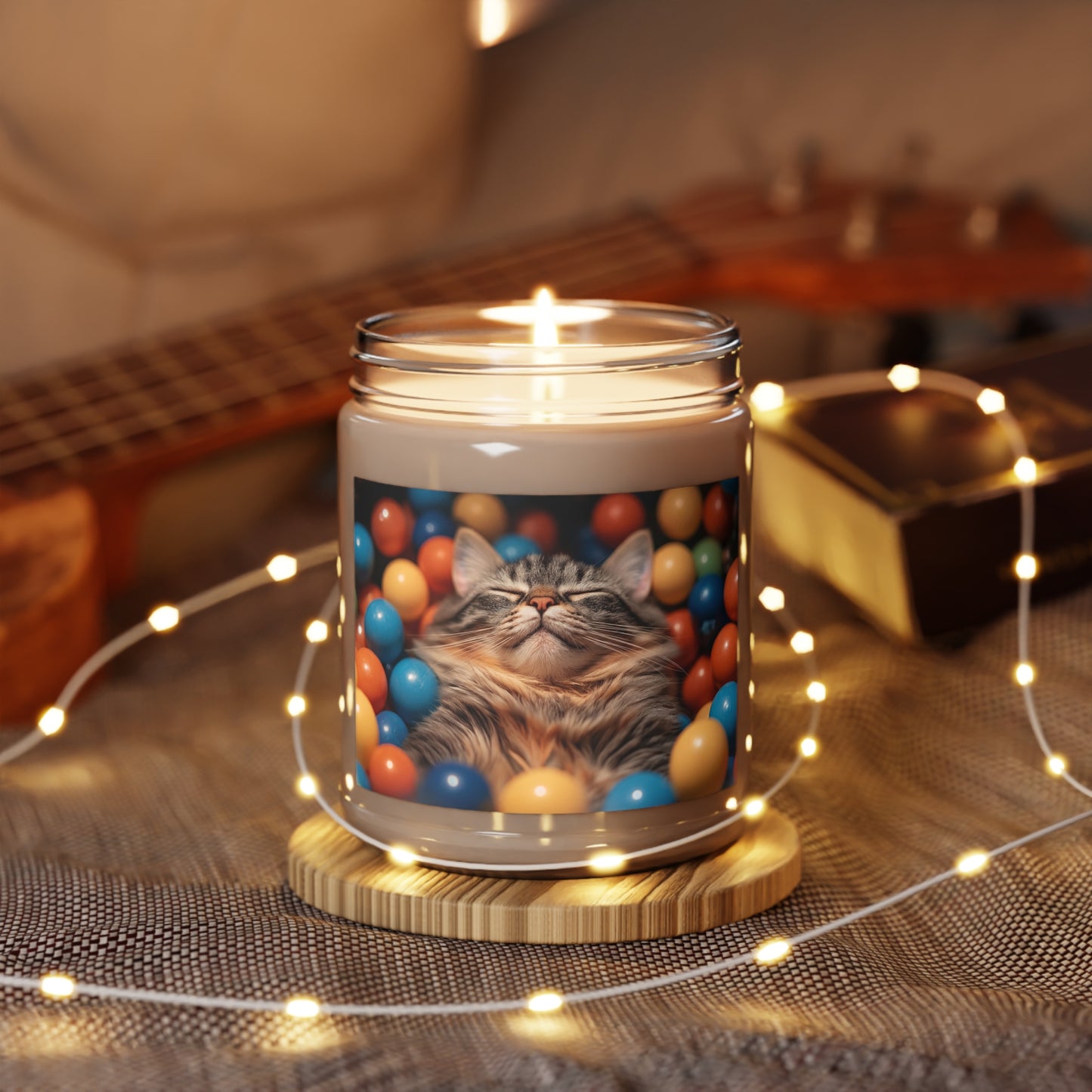 Ball Pit Cat Scented Soy Candles with White Lid, 9oz – Velvet Naps Among Chromatic Dreams