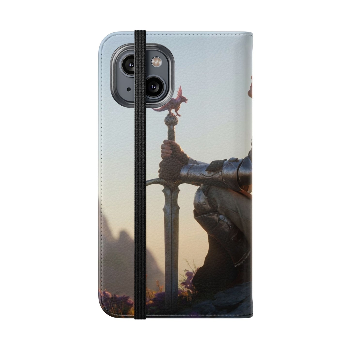 Dragon Knight Flip Cases – Sunlit Sentinel with Mini Drake and Sword