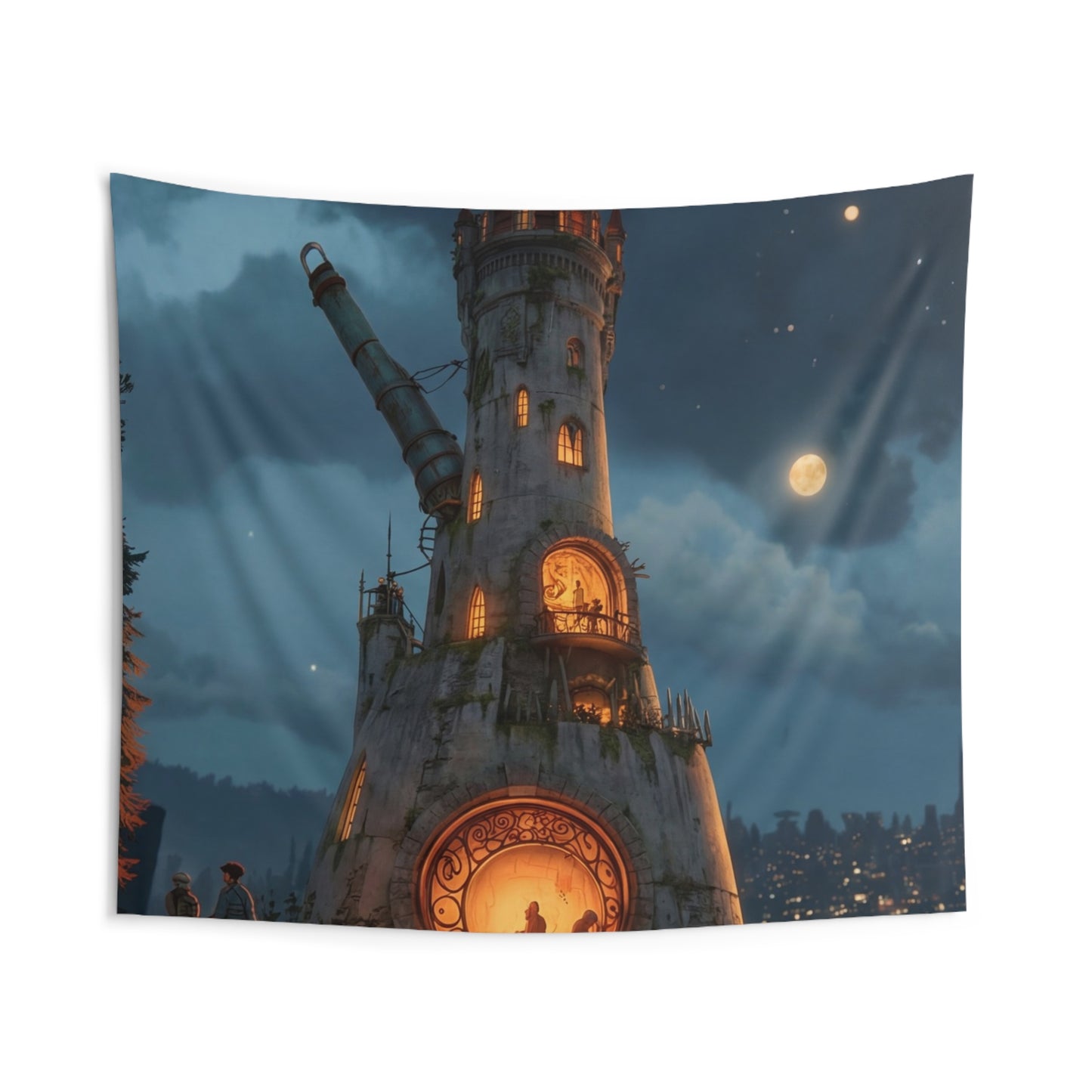 Starlit Observatory Tower Tapestry – Midnight Skywatcher’s Haven
