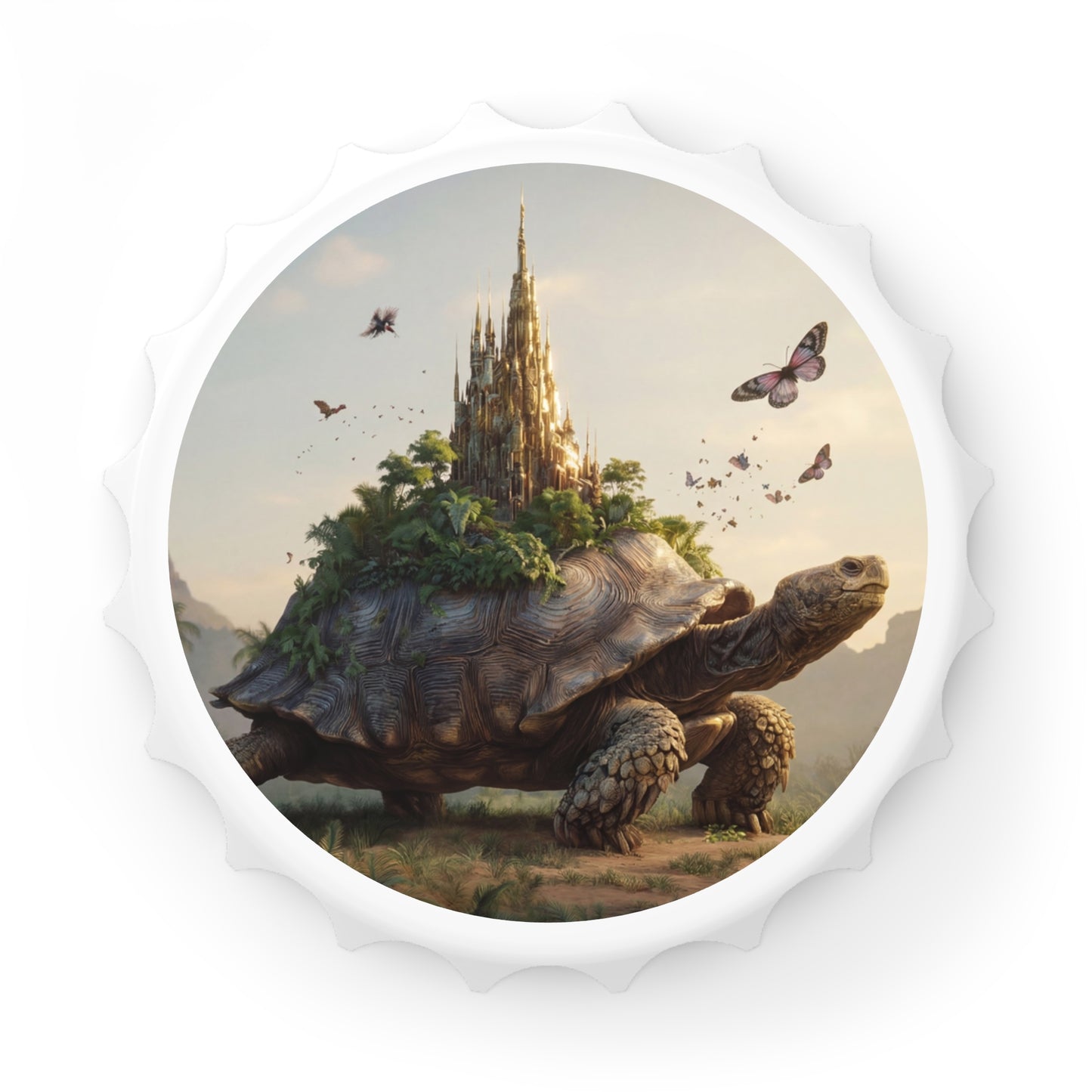 Castle Upon Turtle’s Back Bottle Opener – Sunlit Fantasy Sanctuary