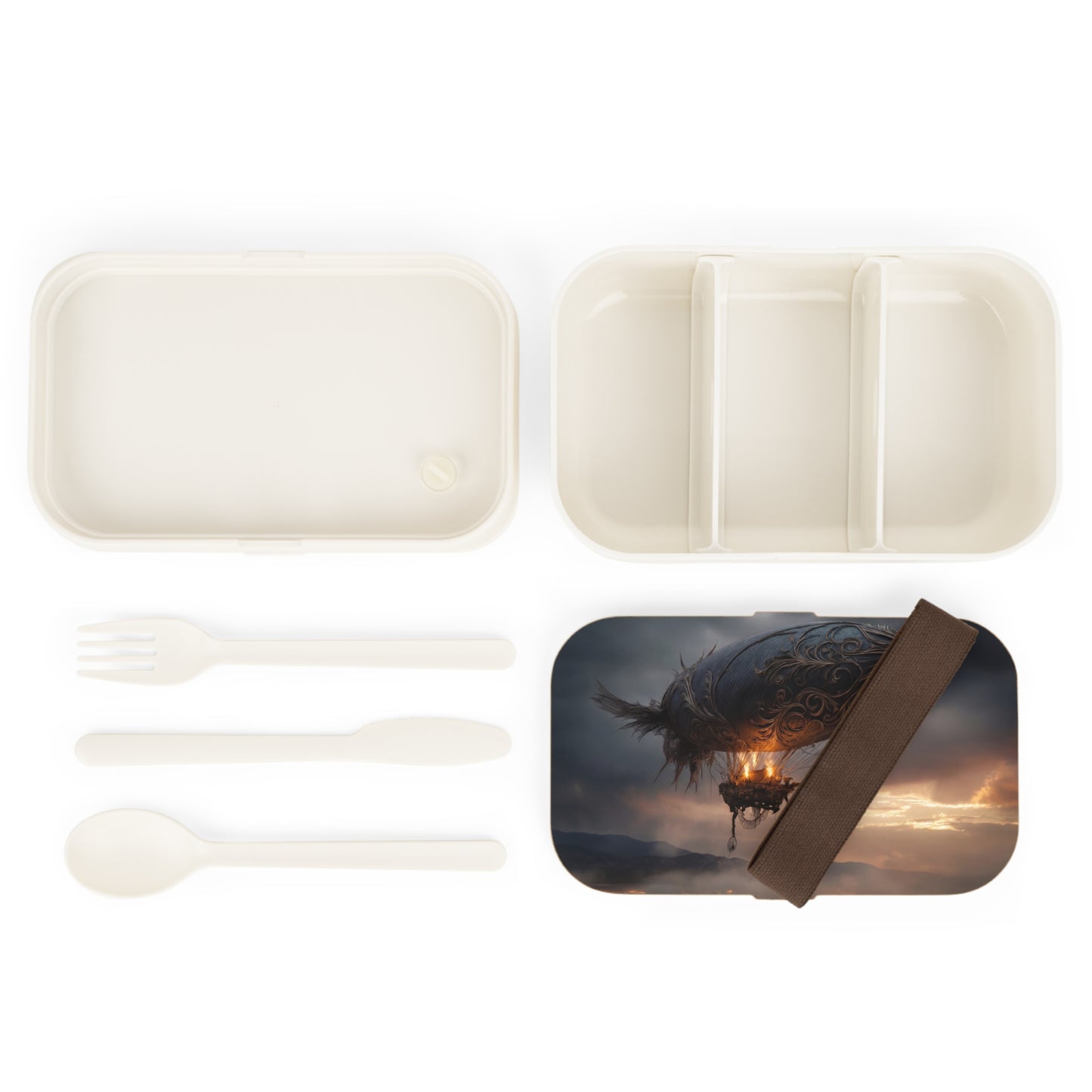 Steampunk Airship Bento Lunch Box – Twilight Flight Over Forgotten Lands