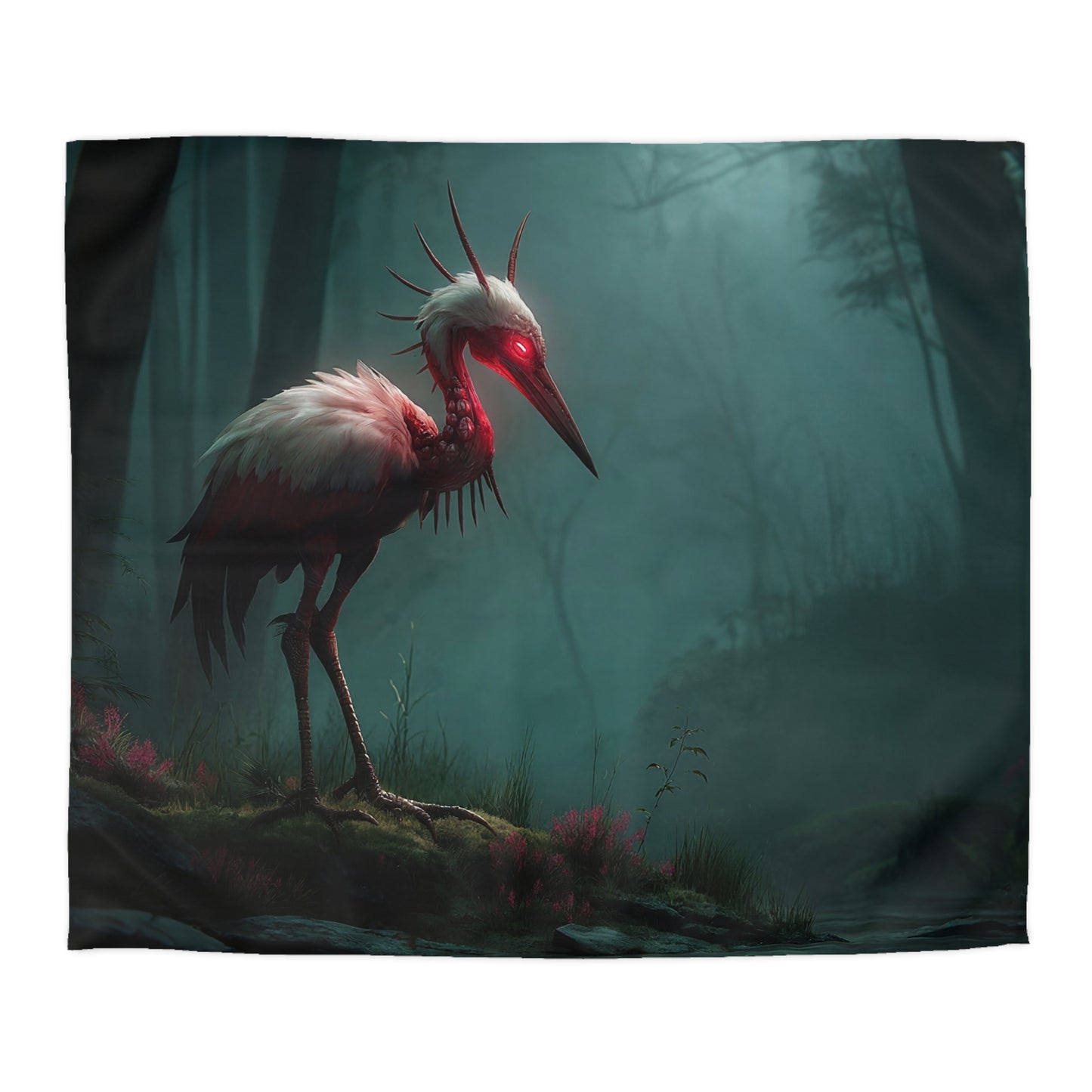 Crimson Sentinel Microfiber Duvet Cover – Forest Twilight Guardian