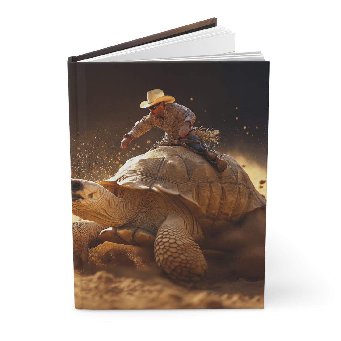 Cowboy on Desert Tortoise Hardcover Journal Matte – Dust-Swept Wild West Ride