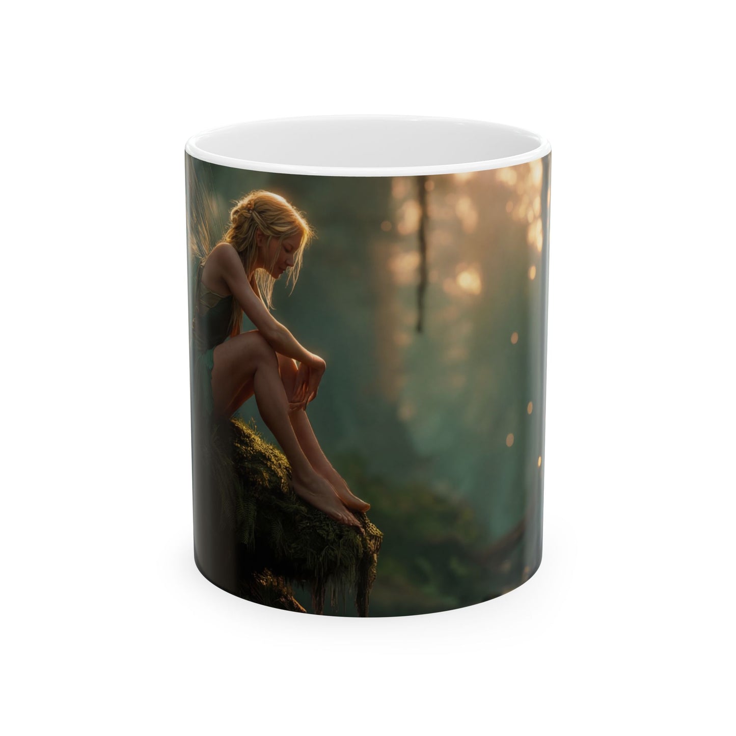 Forest Faerie by the Stream Ceramic Mug – Golden Hour Reverie