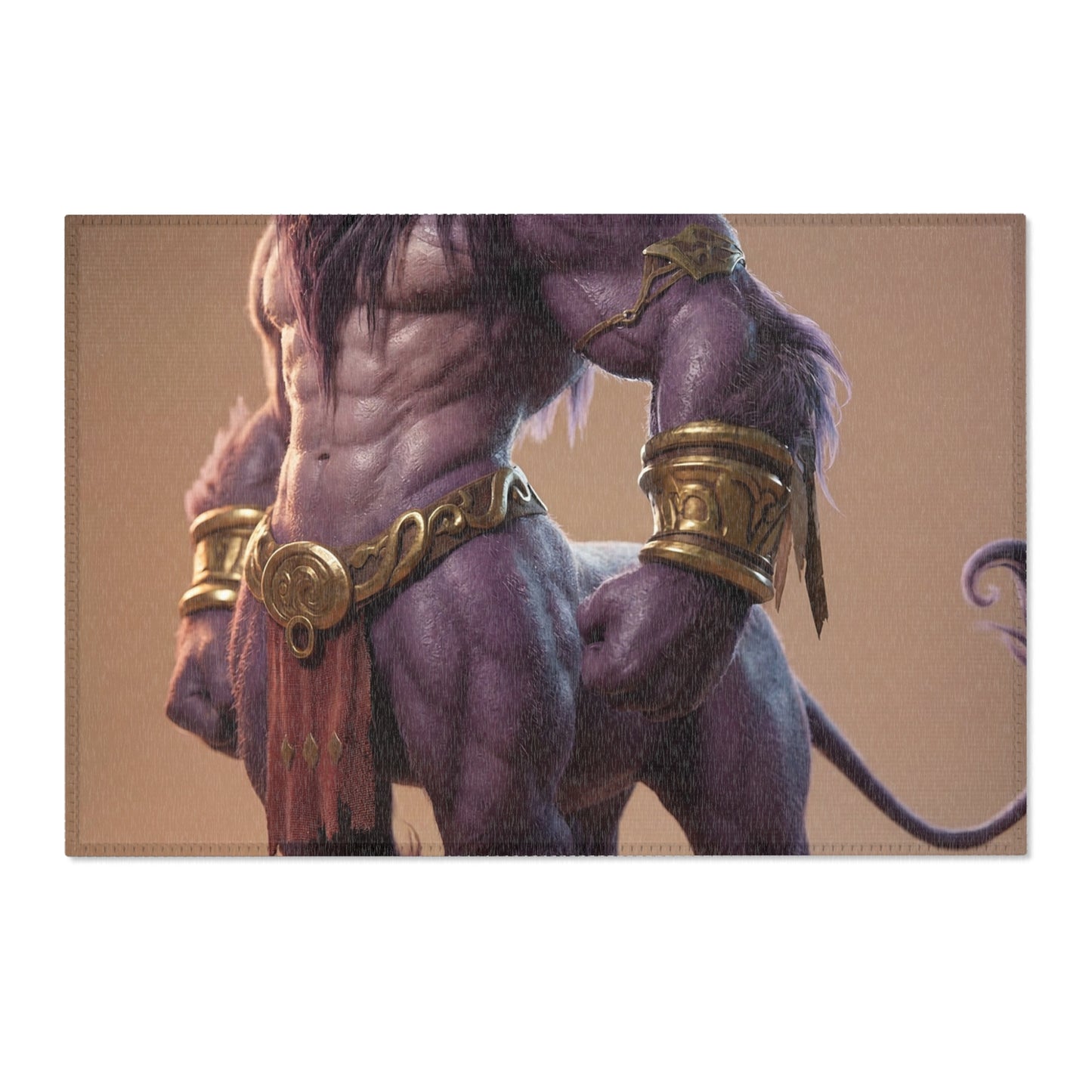 Purple Minotaur Guardian Area Rug – Warm Earth-Toned Mythic Presence