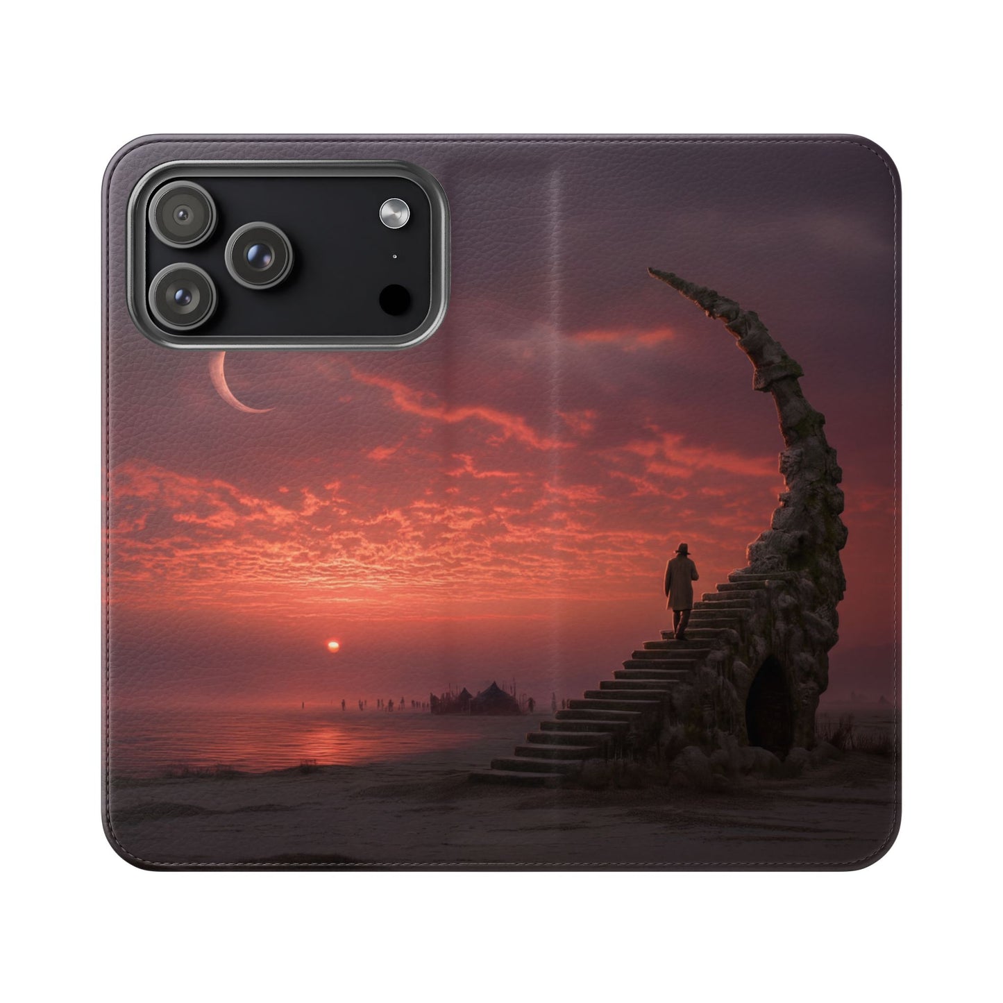 Twilight Sentinel Flip Cases – Moonlit Stairway to the Horizon