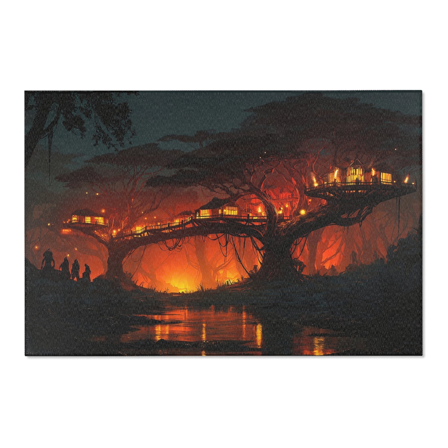 Nightfall Treehouse Village Rug – Emberlit Canopy Dreamscape