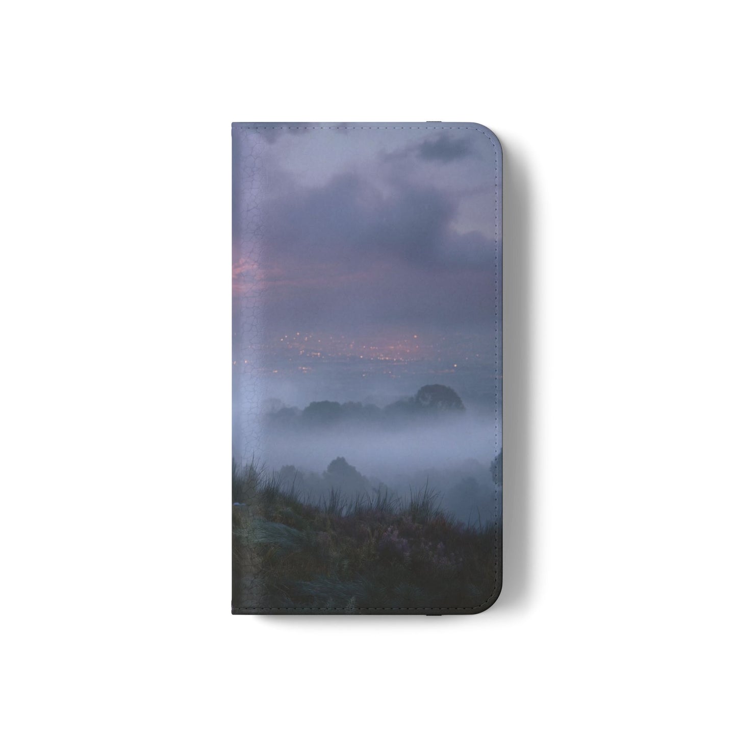 Misty Hilltop Flip Cases – Red-Haired Wanderer at Twilight