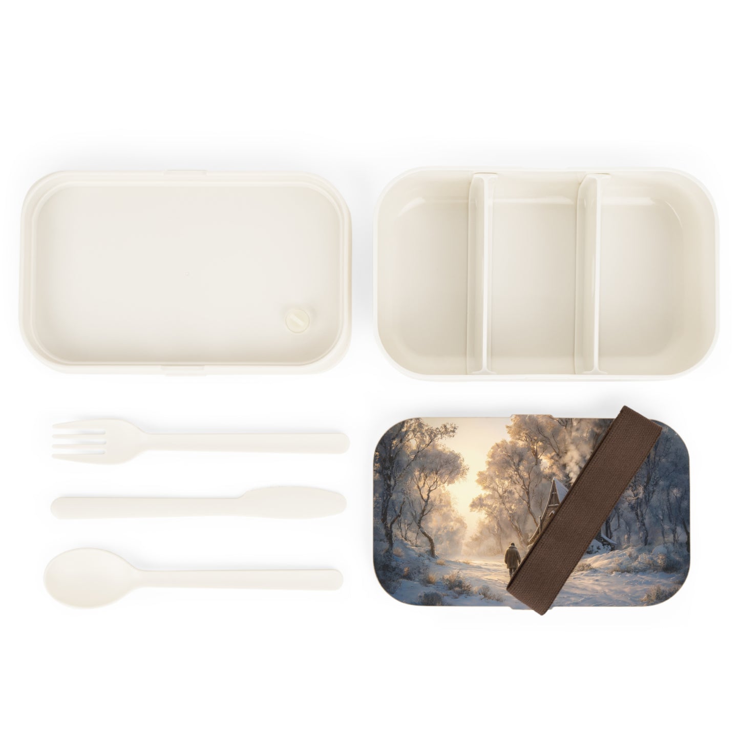 Winter Solstice Cottage Bento Lunch Box – Warm Hearth Through Frosty Woods