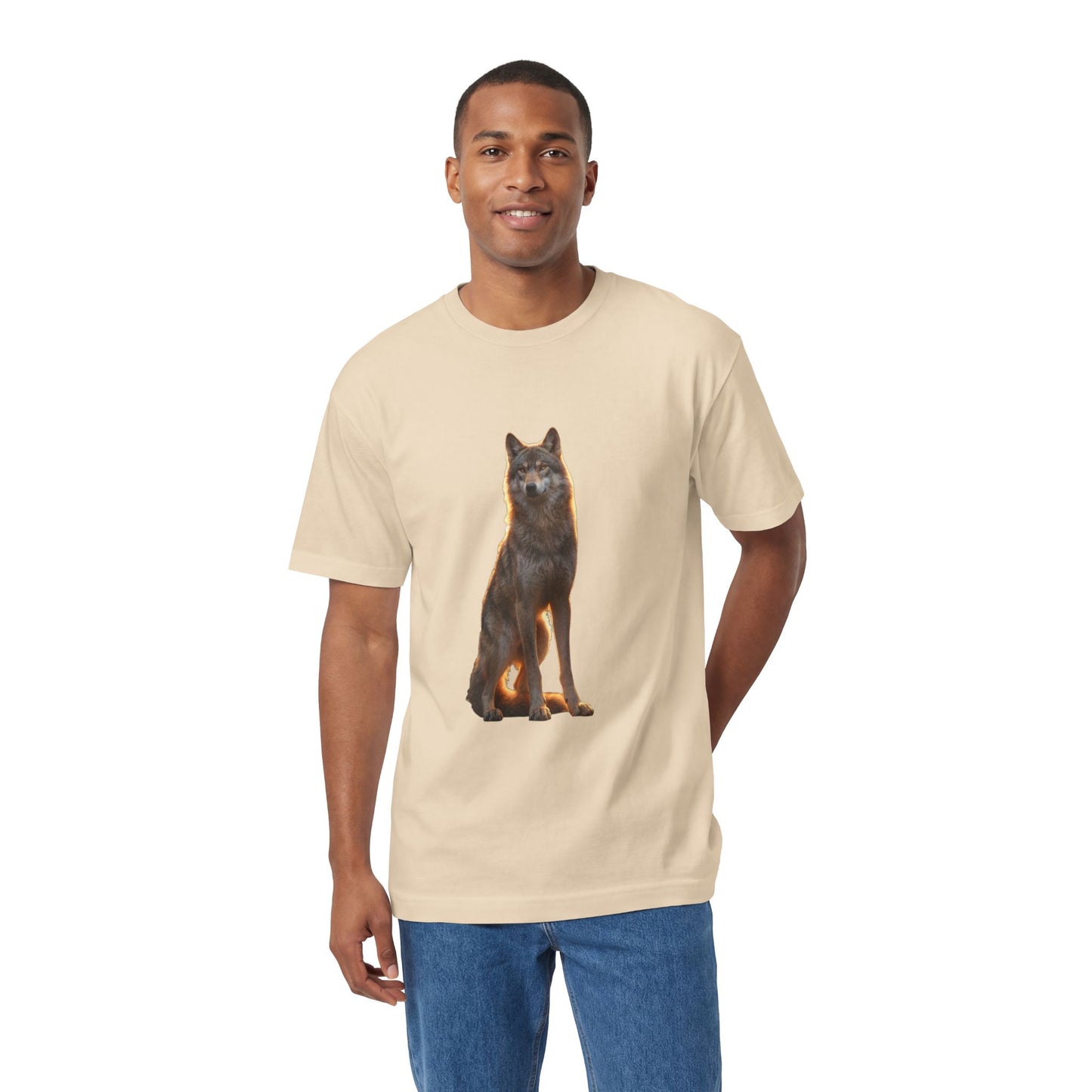 Guardian Wolf Classic Tee – Golden Hour Sentinel Portrait