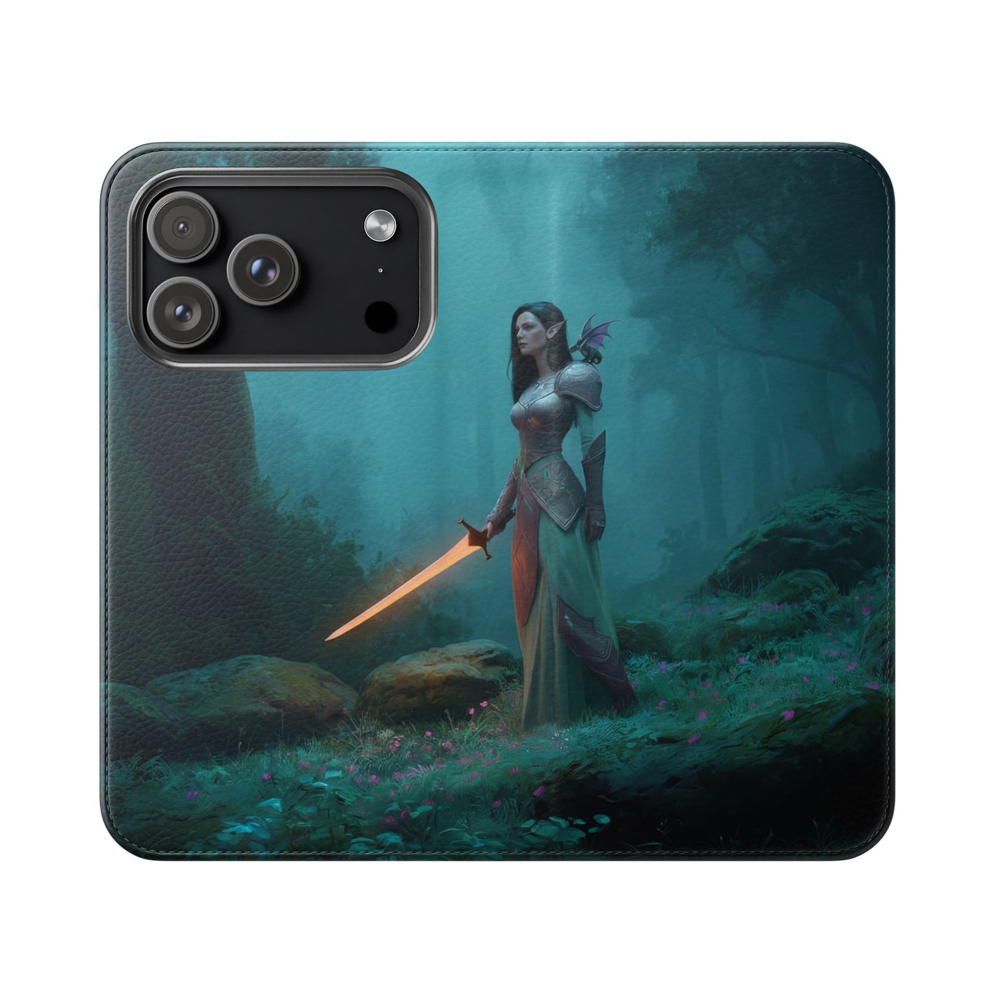 Forest Guardian Flip Cases – Elven Sentinel with Glowing Blade