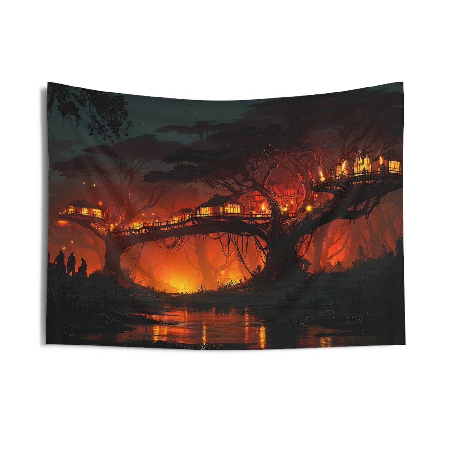 Treehouse Village Tapestries – Emberlit Canopy at Twilight