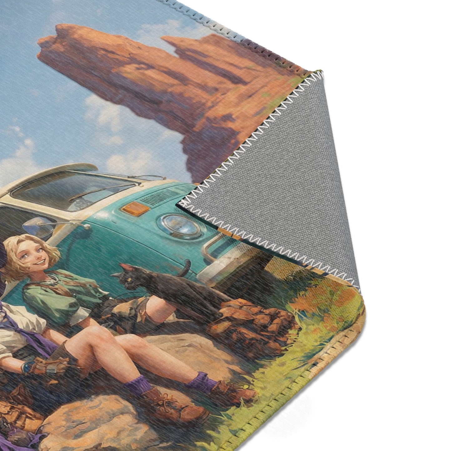 Witch’s Road Trip Area Rugs – Sun-Drenched Van and Three Witches’ Rest