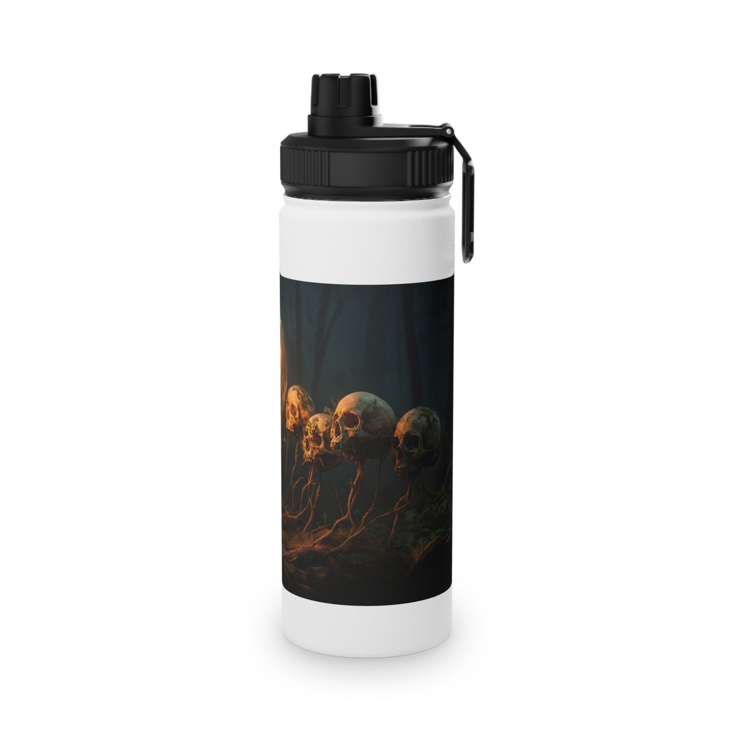 Illuminated Idea Lightbulb Stainless Steel Water Bottle, Sports Lid – Whispering Forest of Forgotten Minds