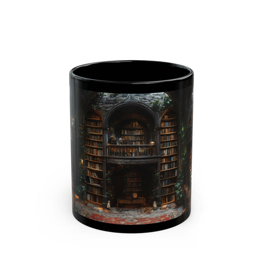 Gothic Library Black Mug – Whispers of Forgotten Pages