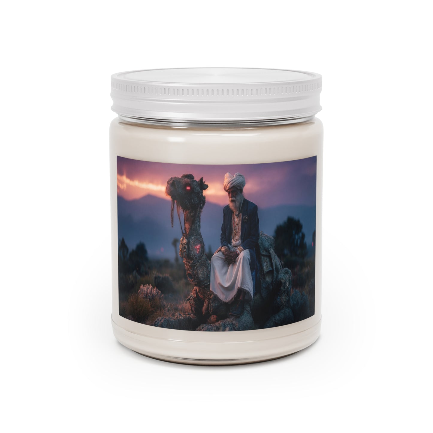 Desert Sage & Glowing Camel Scented Soy Candles with White Lid, 9oz – Twilight Oasis Ritual