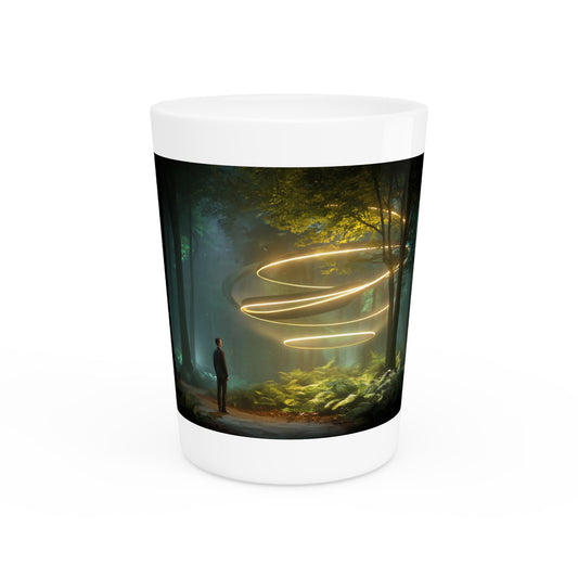 Golden Spiral Sentinel Shot Glass – Forest Guardian Light Vortex