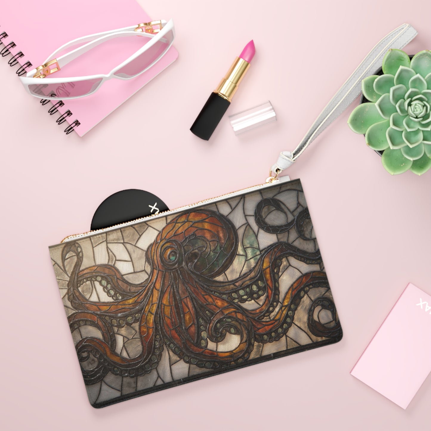 Stained Glass Octopus Clutch Bag – Amber Tide Guardian